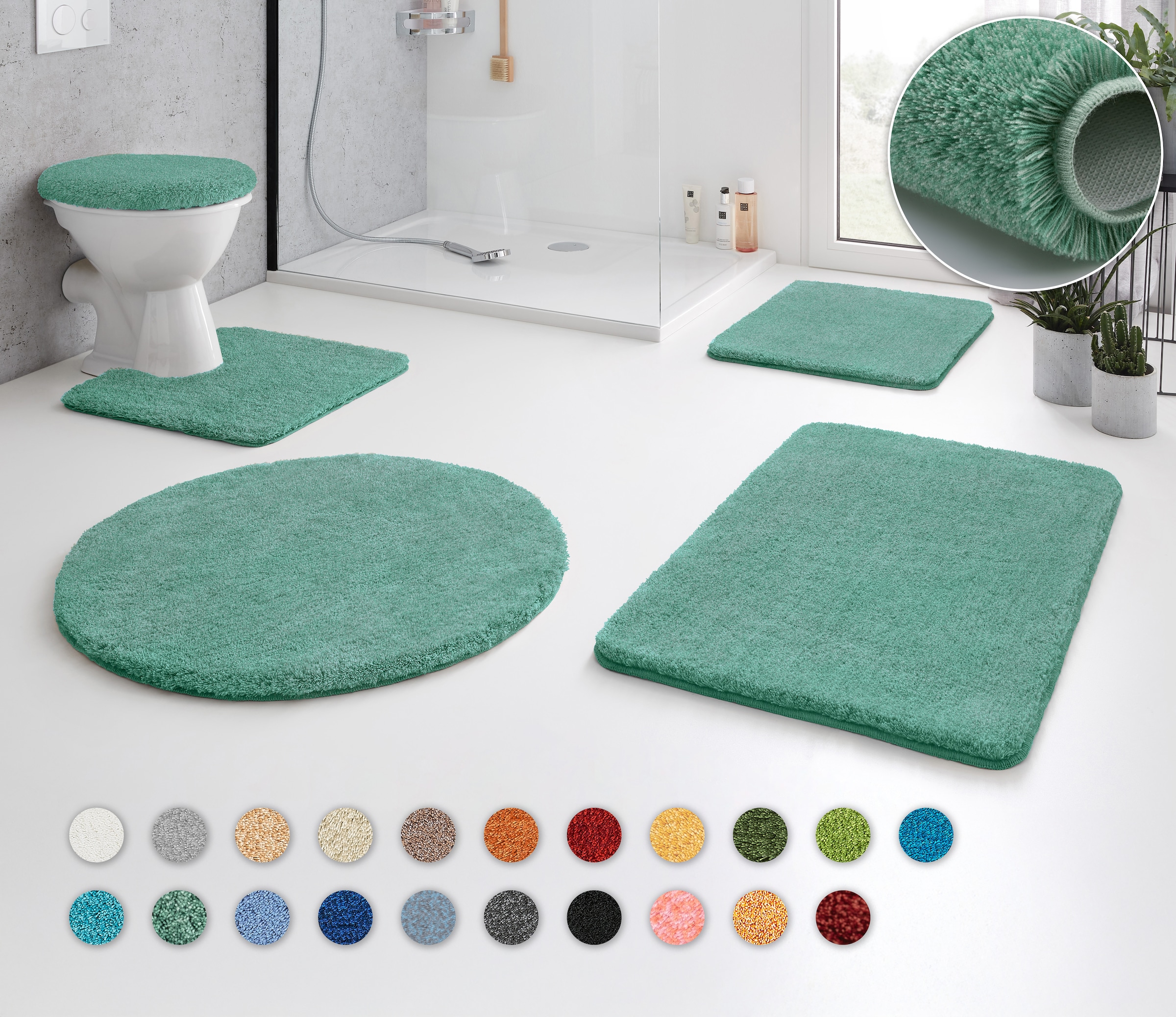 Kleine Wolke Badematte "RELAX, Badvorleger, Badezimmer Teppich" Höhe 30 mm rutschhemmend beschichtet fußbodenheizungsgeeignet Badteppich, meliert, rechteckig, rund & als Set erhältlich