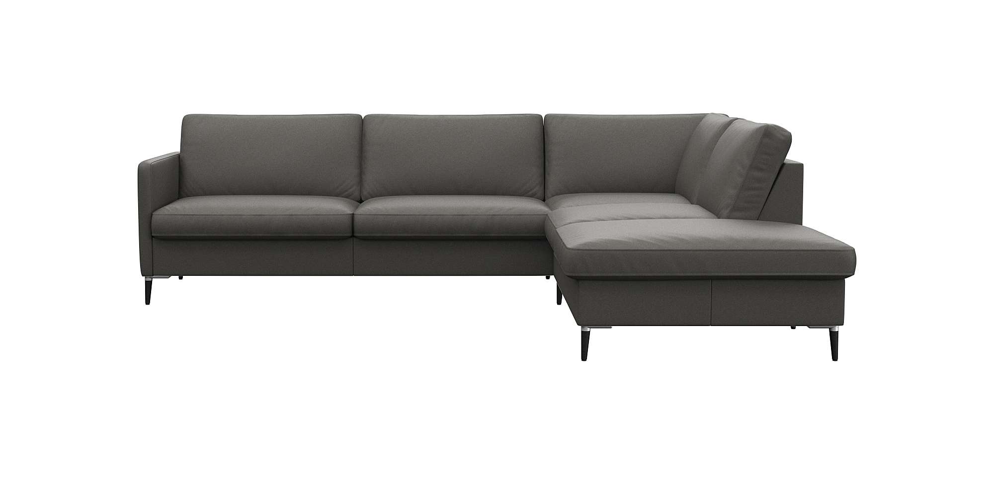 FLEXLUX Ecksofa "Fiore, super Sitzkomfort durch Kaltschaum im Sitz, L-Form" schmale Armlehnen, Füße Alu+schwarz