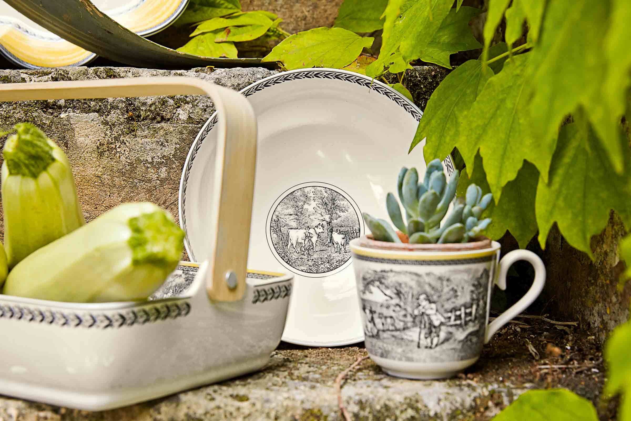 Villeroy & Boch Becher "Kaffeebecher Audun Ferme 300 ml weiß-grau-gelb" günstig online kaufen