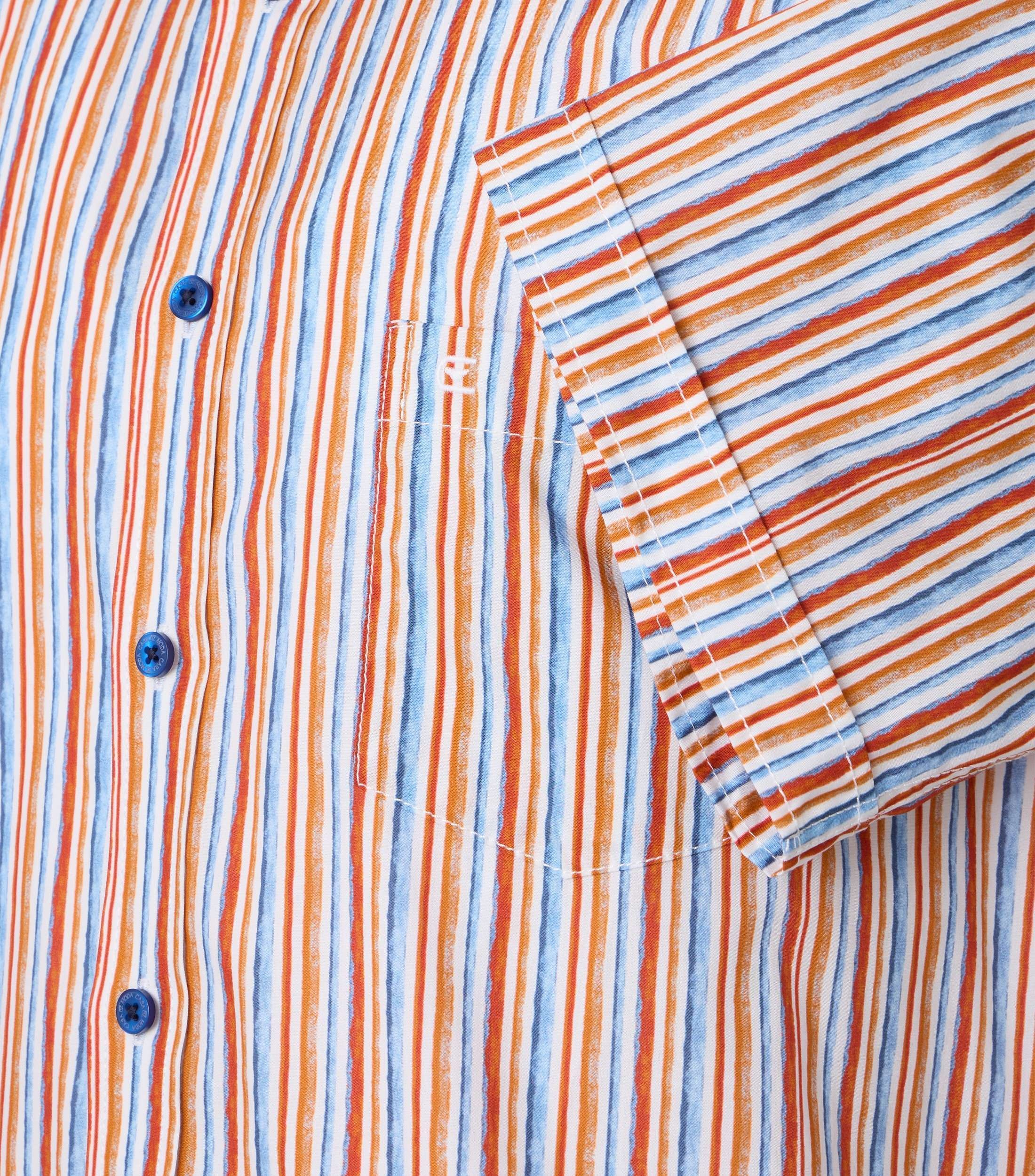 CASAMODA Herren Kurzarm Freizeithemd Print Orange Gr. L 9
