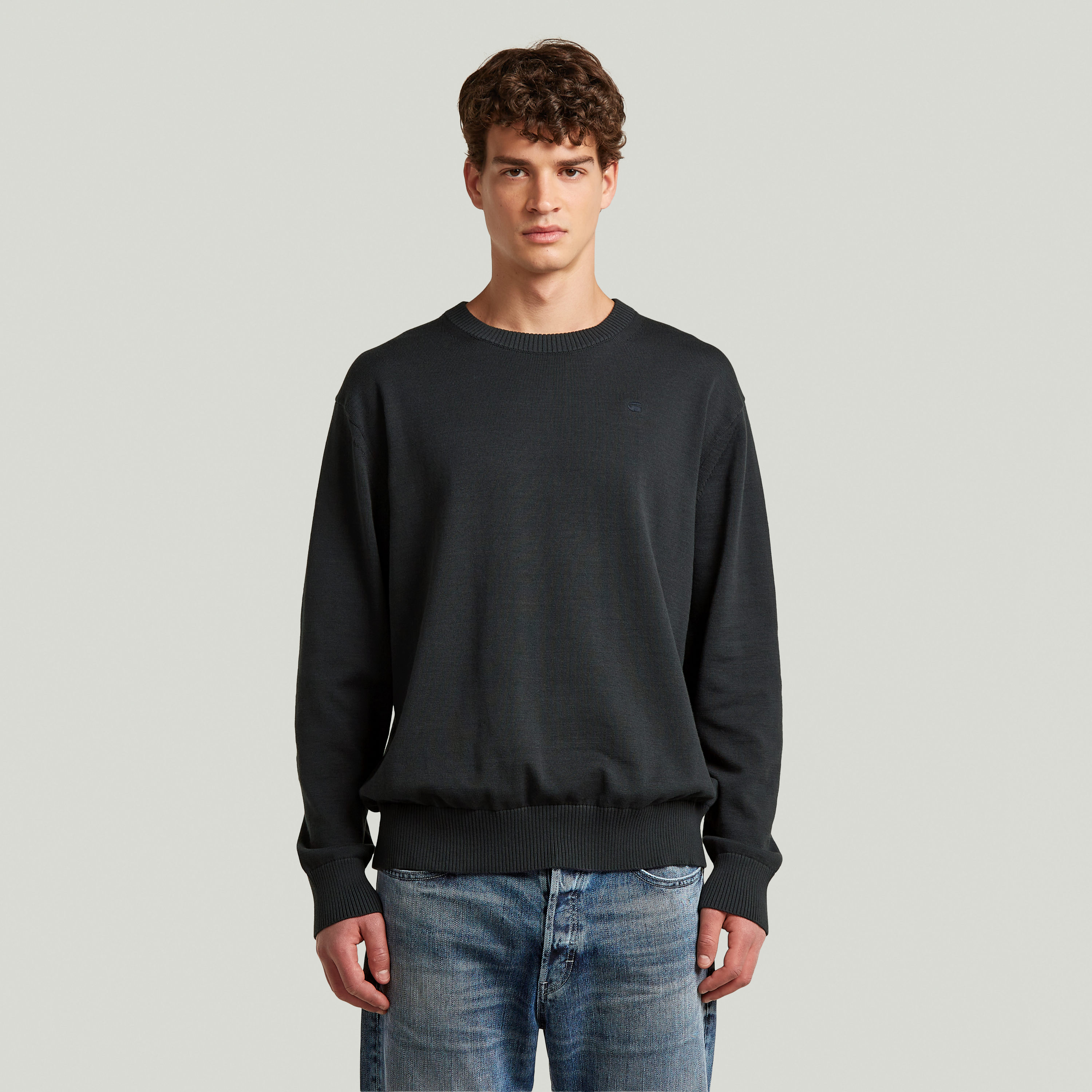 G-STAR Strickpullover "Core refined r knit" mit gerippten Abschlüssen, Baumwollmix