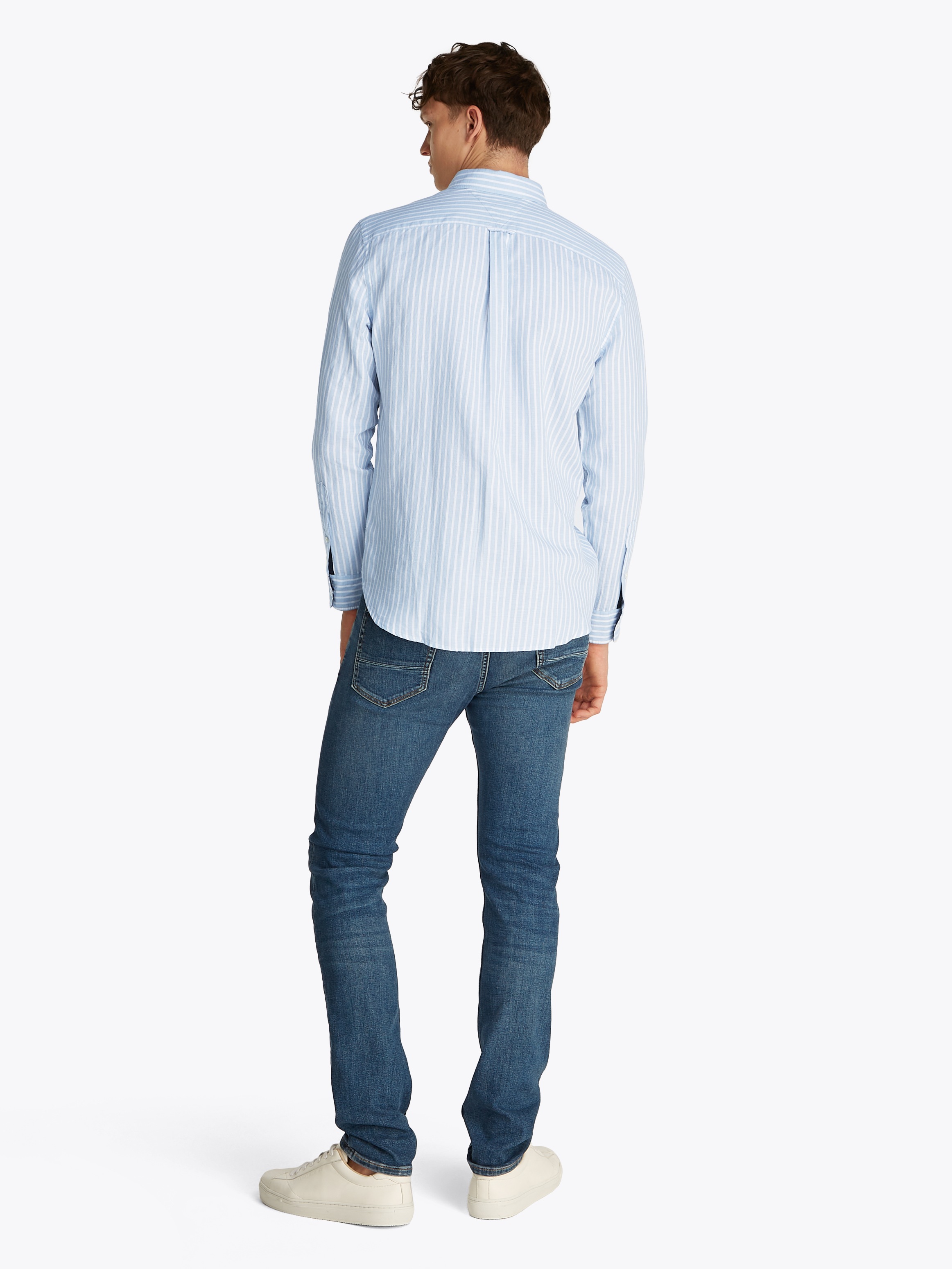 Tommy Hilfiger Langarmhemd »LINEN BLEND BOLD STRIPE«, mit feinen Streifen