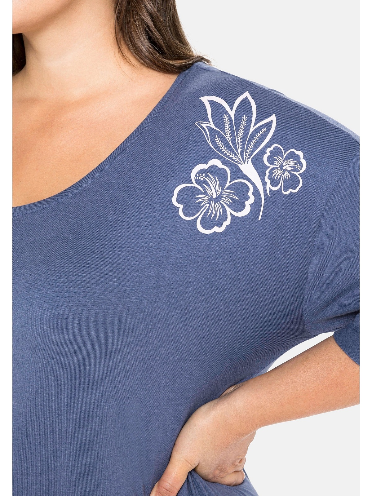 Sheego Shirtkleid »Große Größen«, Oversized-Form, BAUR Schulterdruck kaufen mit legere floralem für 