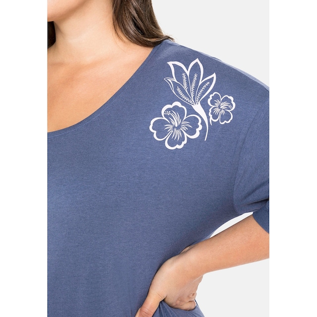 Sheego Shirtkleid »Große Größen«, legere Oversized-Form, mit floralem  Schulterdruck für kaufen | BAUR
