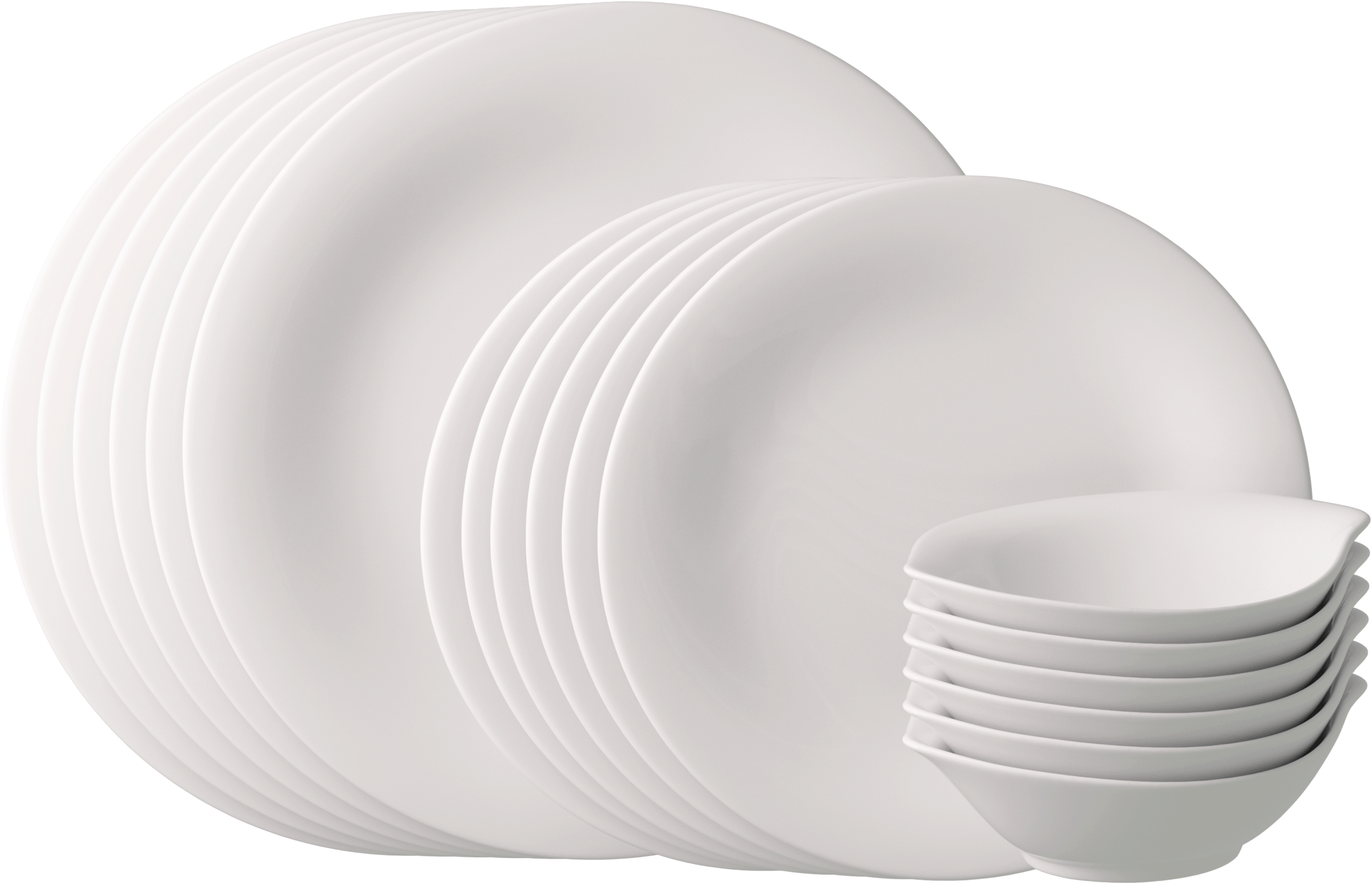 vivo Villeroy & Boch Group Geschirr-Set »Essential White«, (Set, 18 tlg., 6x Speiseteller 27cm, 6x Frühstücksteller 22cm, 6x Müslischale 16x14cm), Dinner-Set, 18 Teile