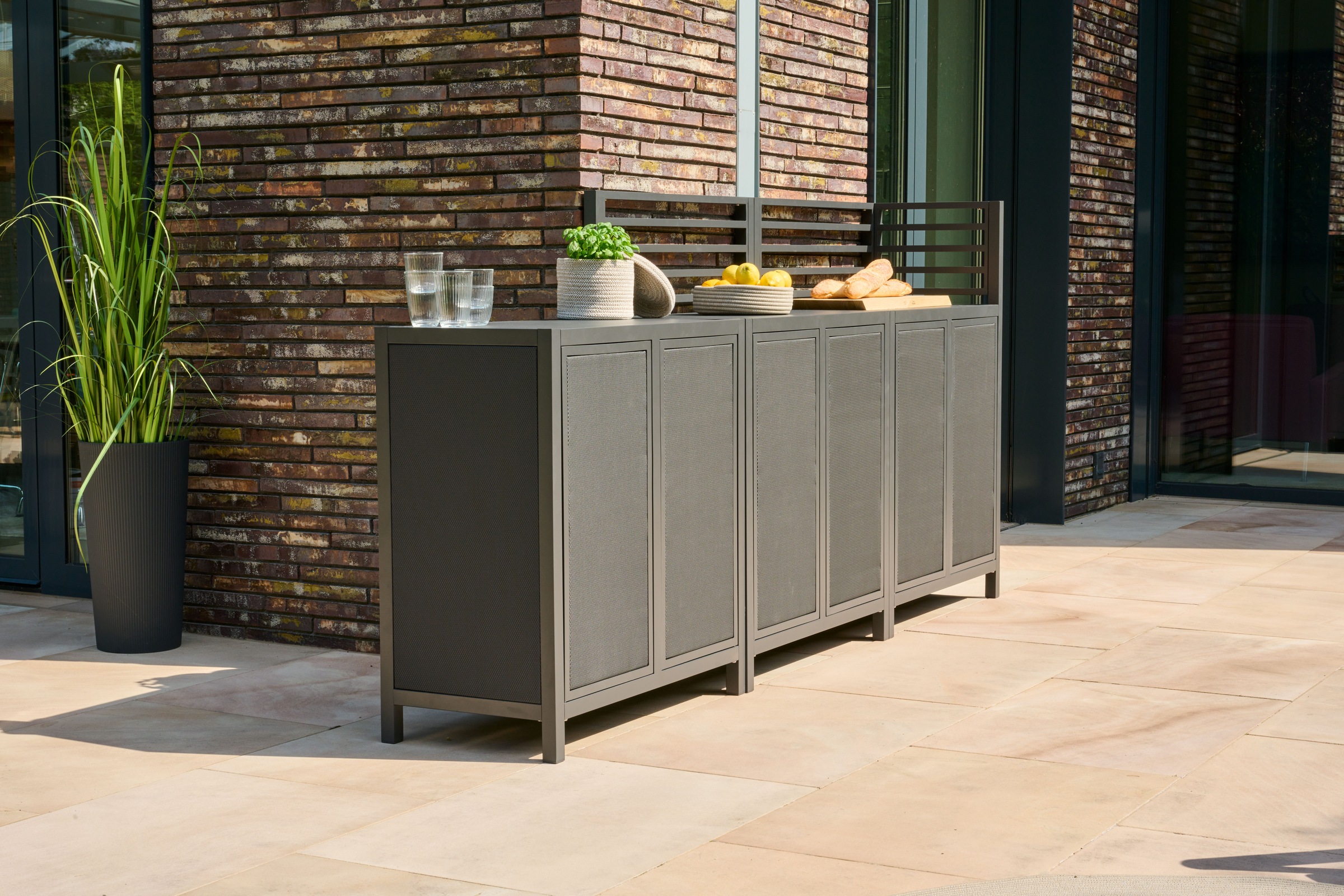 Siena Garden Gartentisch »PALMA Mittelelement mit Gitter« Aluminiumrahmen, Ranotex® Bezug dunkelgrau