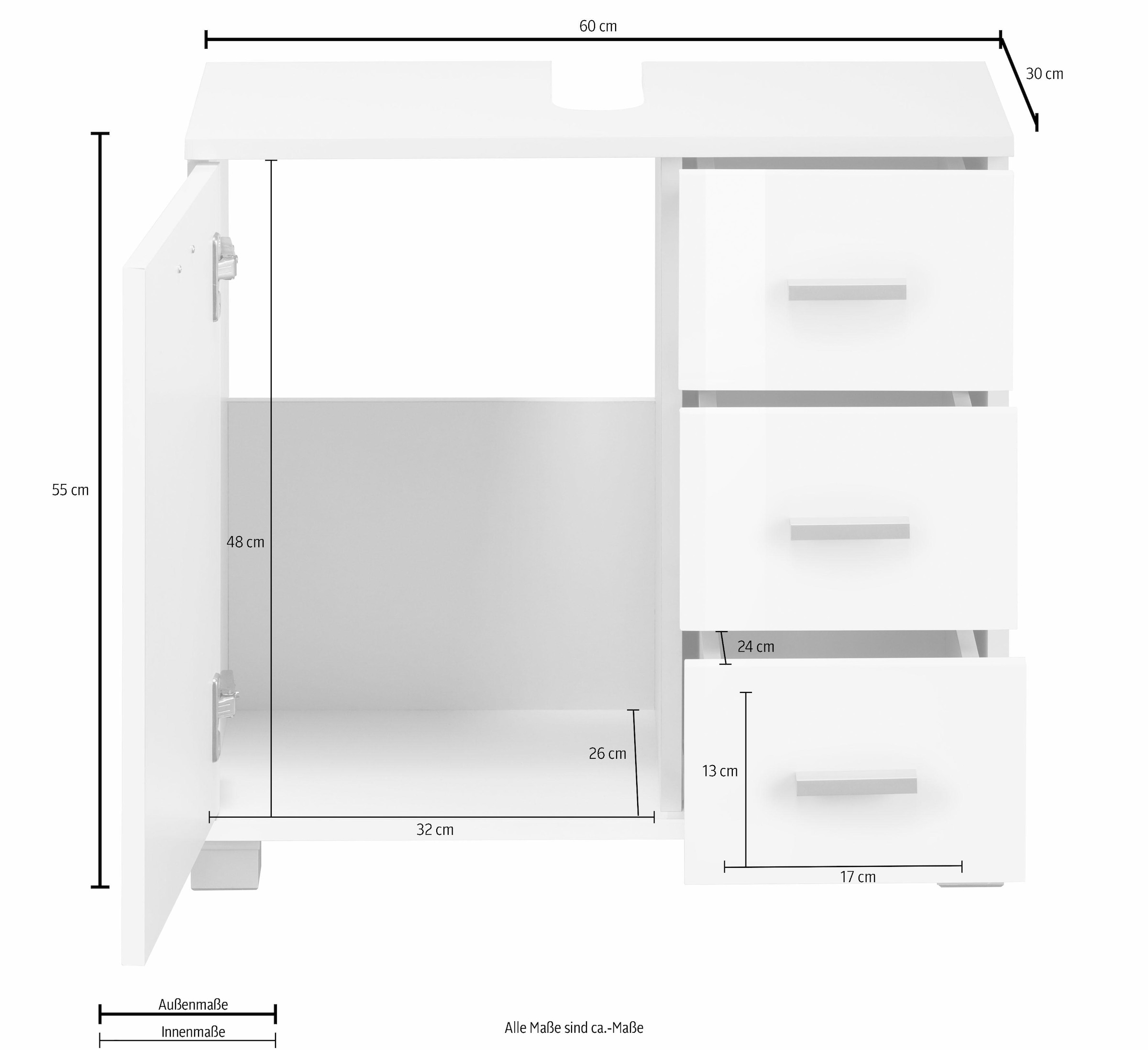 Places of Style Waschbeckenunterschrank BAUR »Rowan«, | kaufen Schubkästen 3 mit