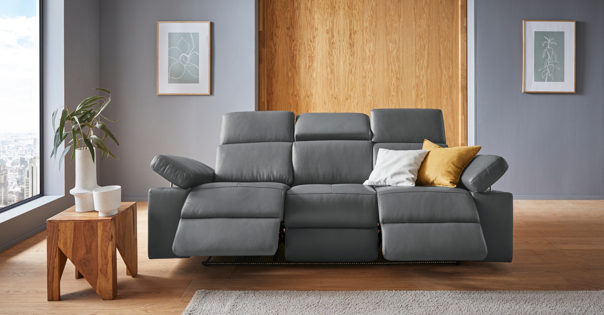 Thumbnail - Home affaire 3-Sitzer "Kilado" mit 2x Relaxfunktion, verstellbarer Armlehne, Kopfteilverstellung