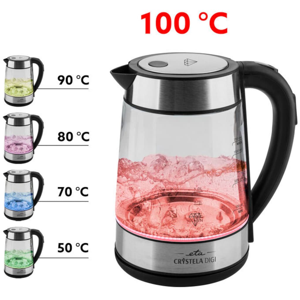 eta Wasserkocher »CRYSTELLA Digi ETA715390000«, 1,7 l, 2200 W