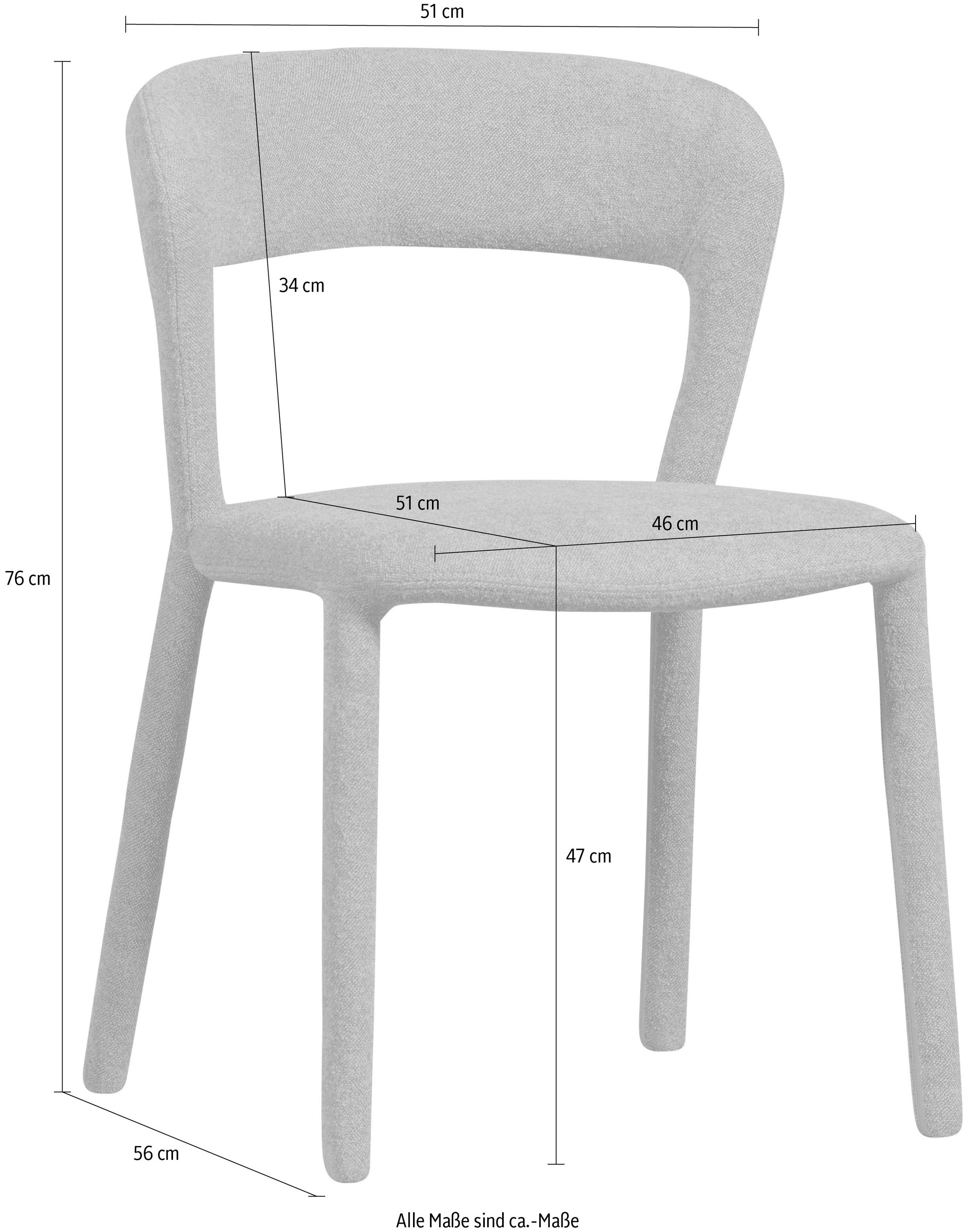 WOOOD Esszimmerstuhl »Noble«, (Set), 2 St., Strukturstoff, komplett mit Stoff bezogen, Höhe 76 cm x Breite 51 cm