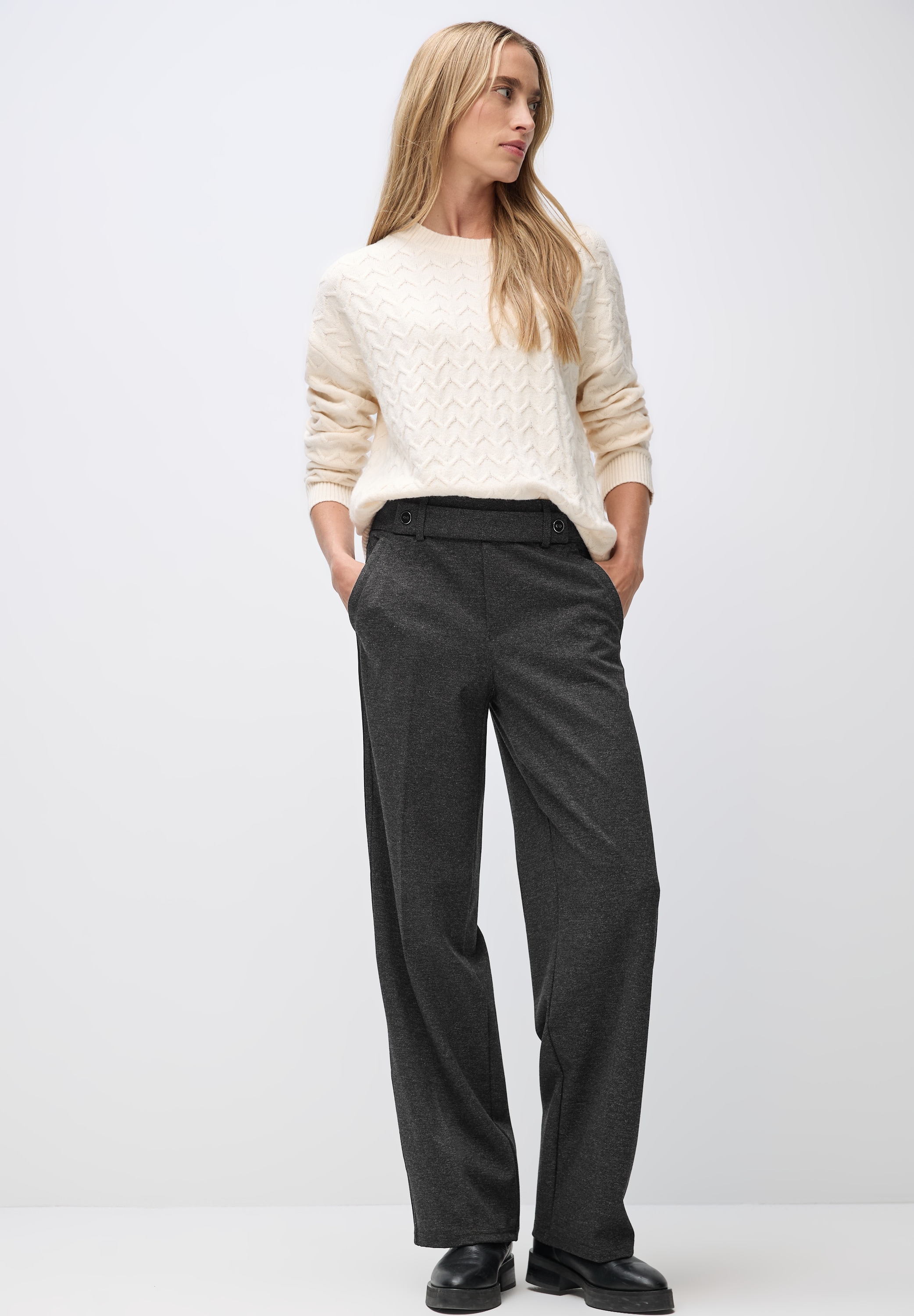 STREET ONE Stoffhose, Melange mit Gallonstreifen