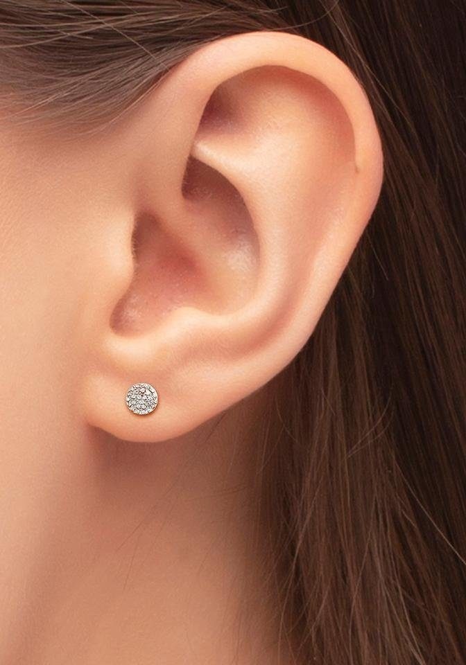 Paar Ohrstecker AMOR "2026198", bunt (silberfarben, weiß, kristallweiß), Ohrringe, Damen, 6mm, Silber 925 (Sterlingsilber), mit Zirkonia (synth.) 2