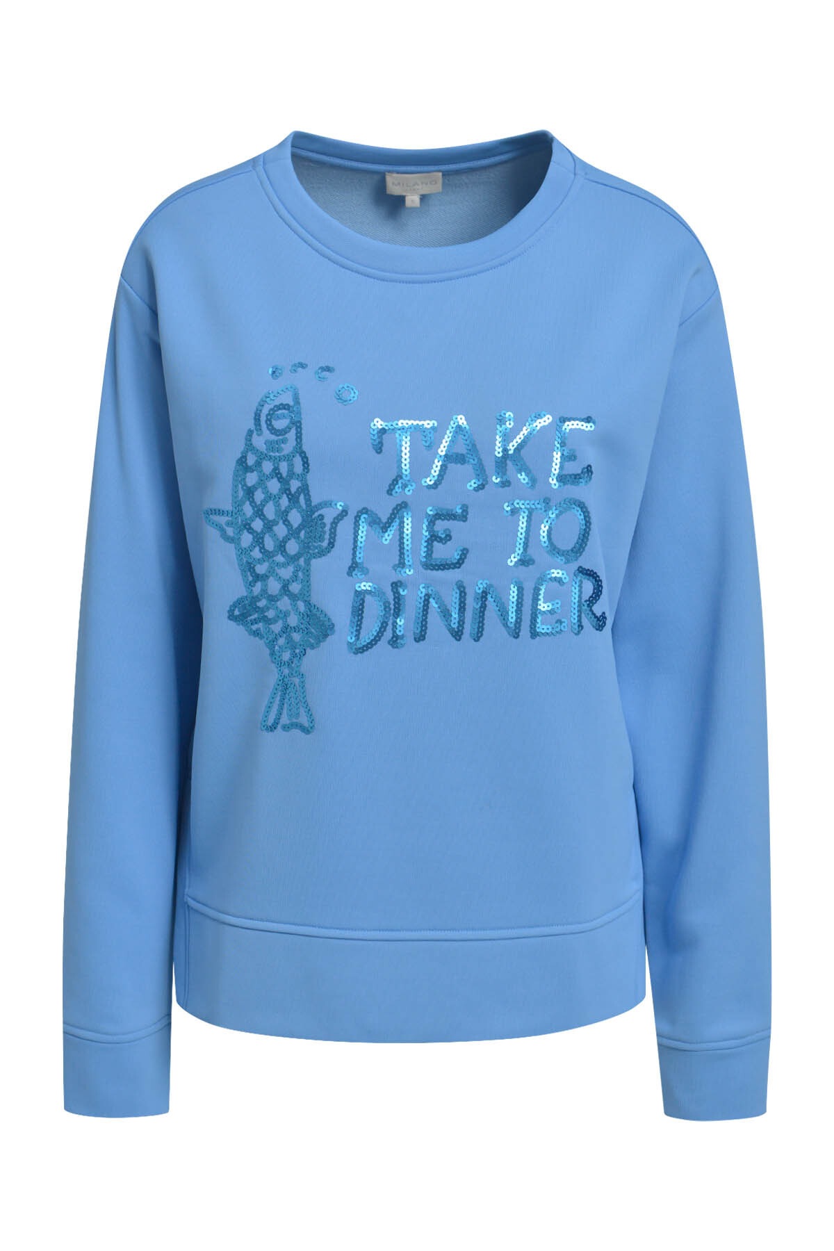 Milano Italy Sweater , mit Pailletten-Schriftzug

