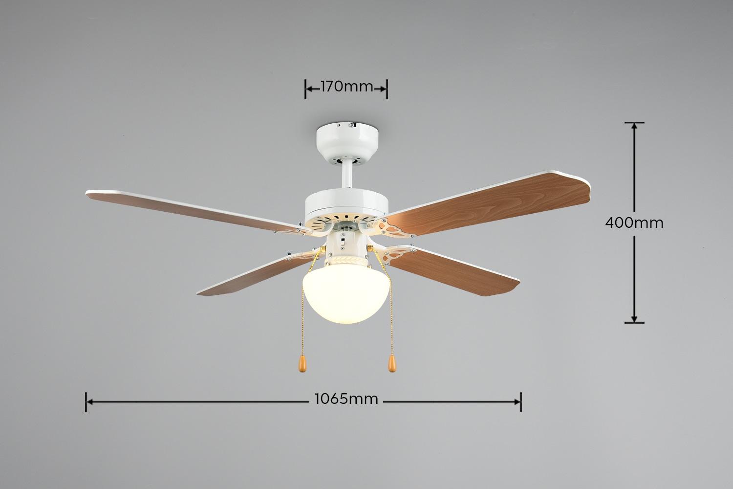 REALITY Leuchten Deckenleuchte »HAMMERFEST mit Ventilator, Deckenventilator mit Zugschalter, 3 Stufen« E27 1 Stk. warmweiß - kaltweiß exkl 1x E27 Leuchtmittel, Ø 106cm Höhe 40cm, Vor- & Rücklauf Funktion