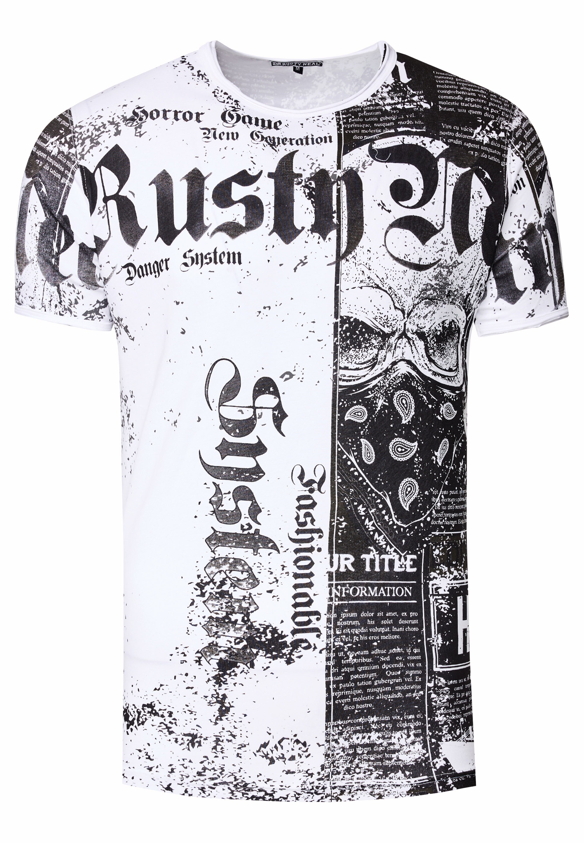 Thumbnail - Rusty Neal T-Shirt, mit Allover-Print im Used-Look