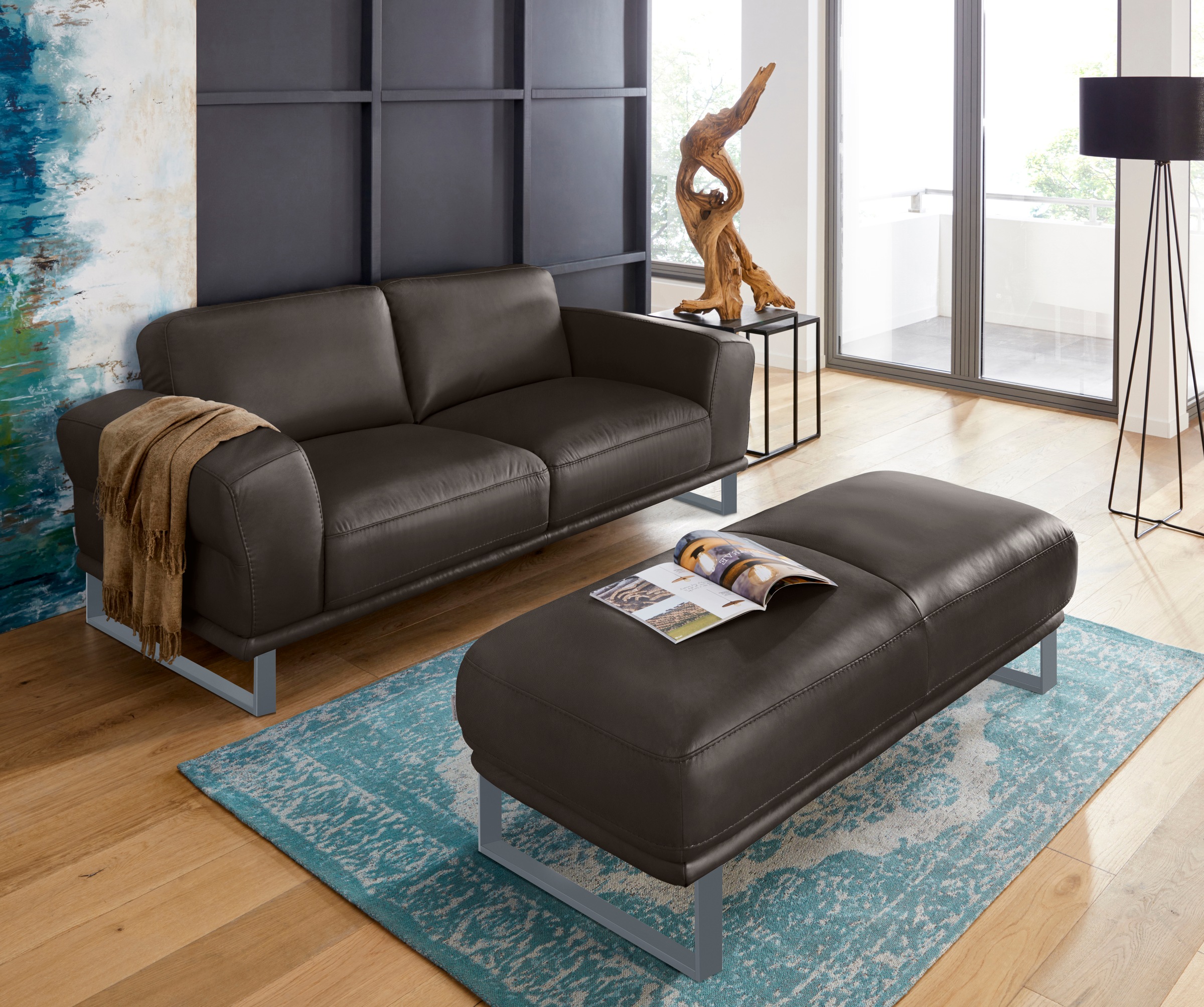 W.SCHILLIG Hocker »montanaa«, mit Metallkufen in Silber matt, Breite 141 cm