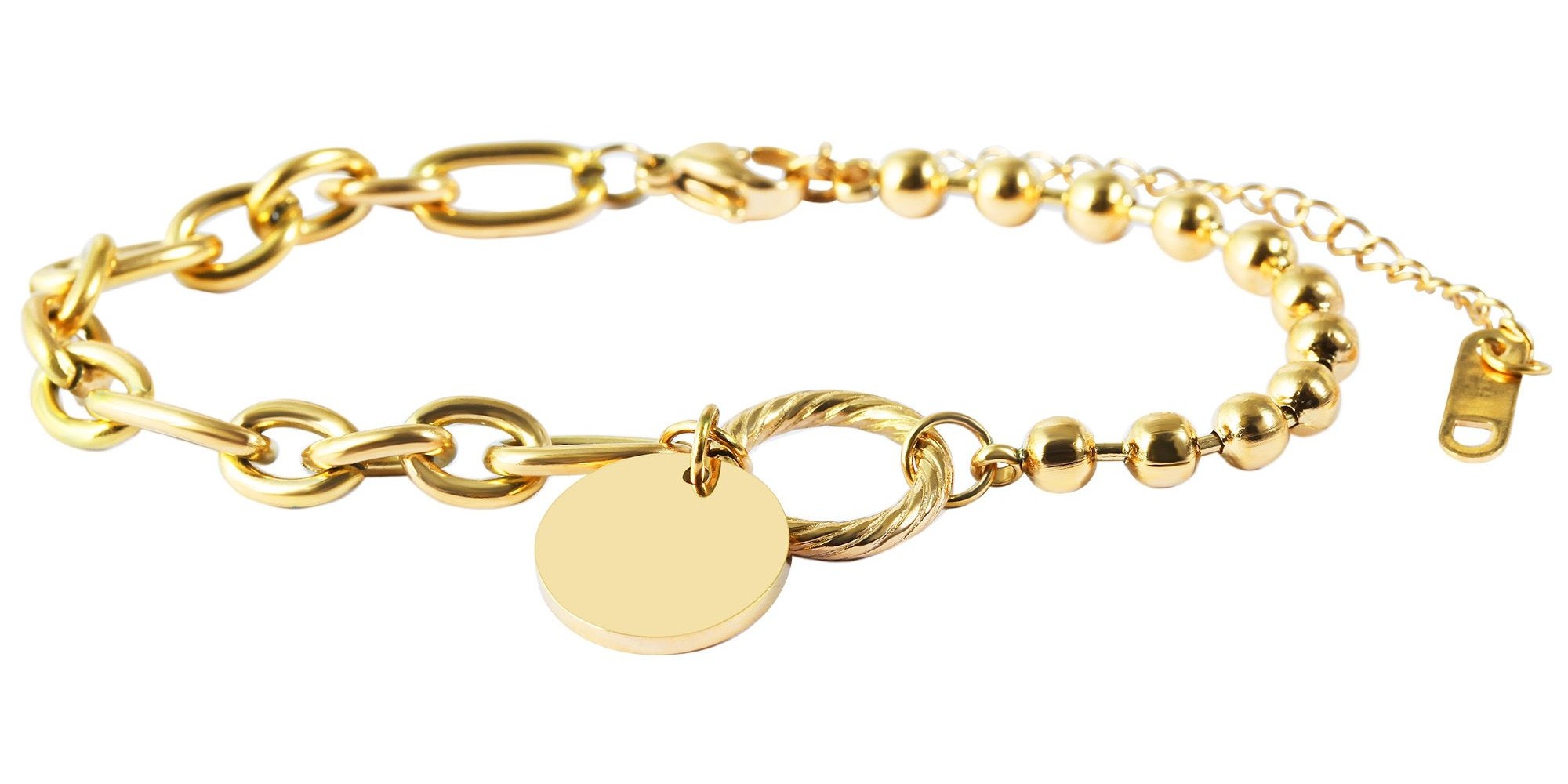 Armband ADELIA´S "Damen Armband – Münze aus Edelstahl 17+3 cm", gold, Armbänder, Damen, 20cm, Edelstahl, Armband, Zum Verschenken an Menschen, die Ihnen am Herzen liegen