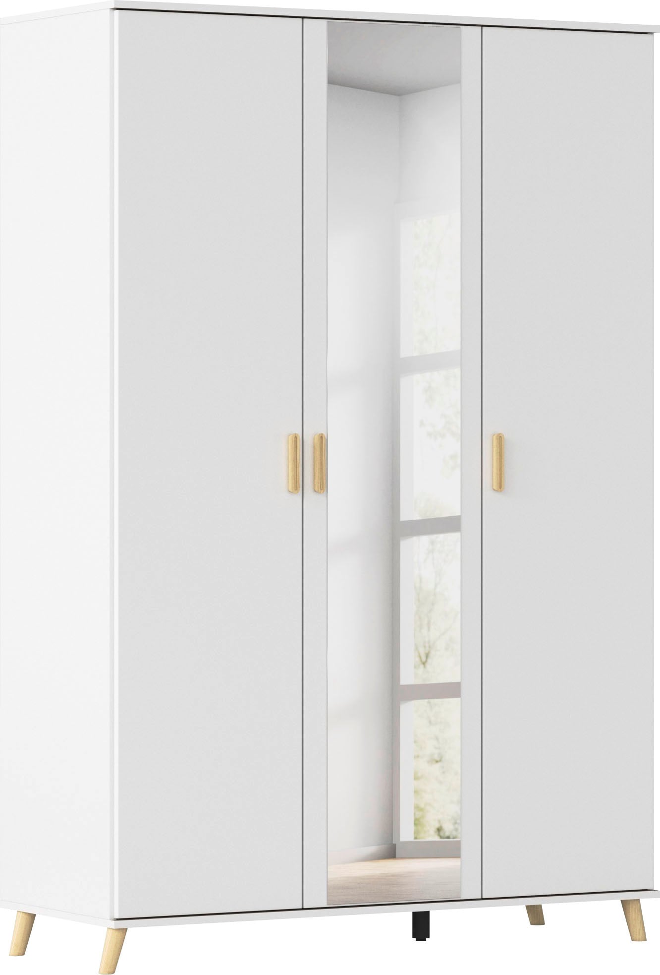 rauch Kleiderschrank "Skandi Kinderzimmer Schlafzimmerschrank FALUN" Breite 137/182, Höhe 203 cm, im modernen Skandi-Look, Füße/Griffe Eiche massiv MADE IN GERMANY