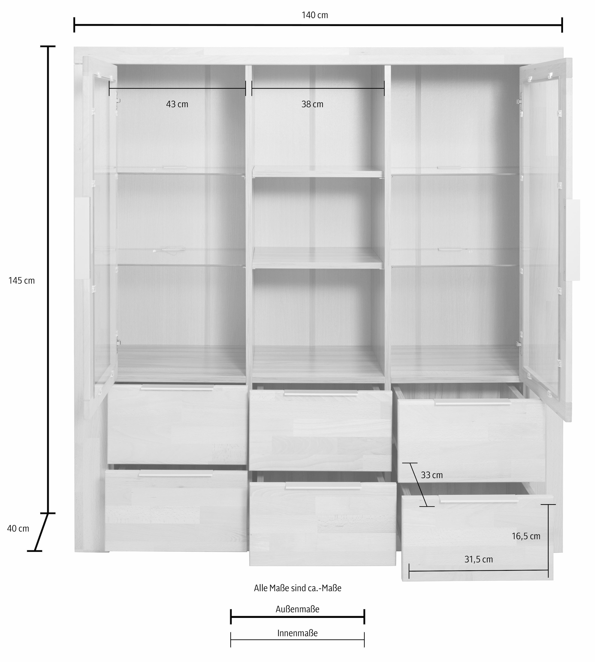 Home affaire Highboard »Zara«, Breite 140 cm