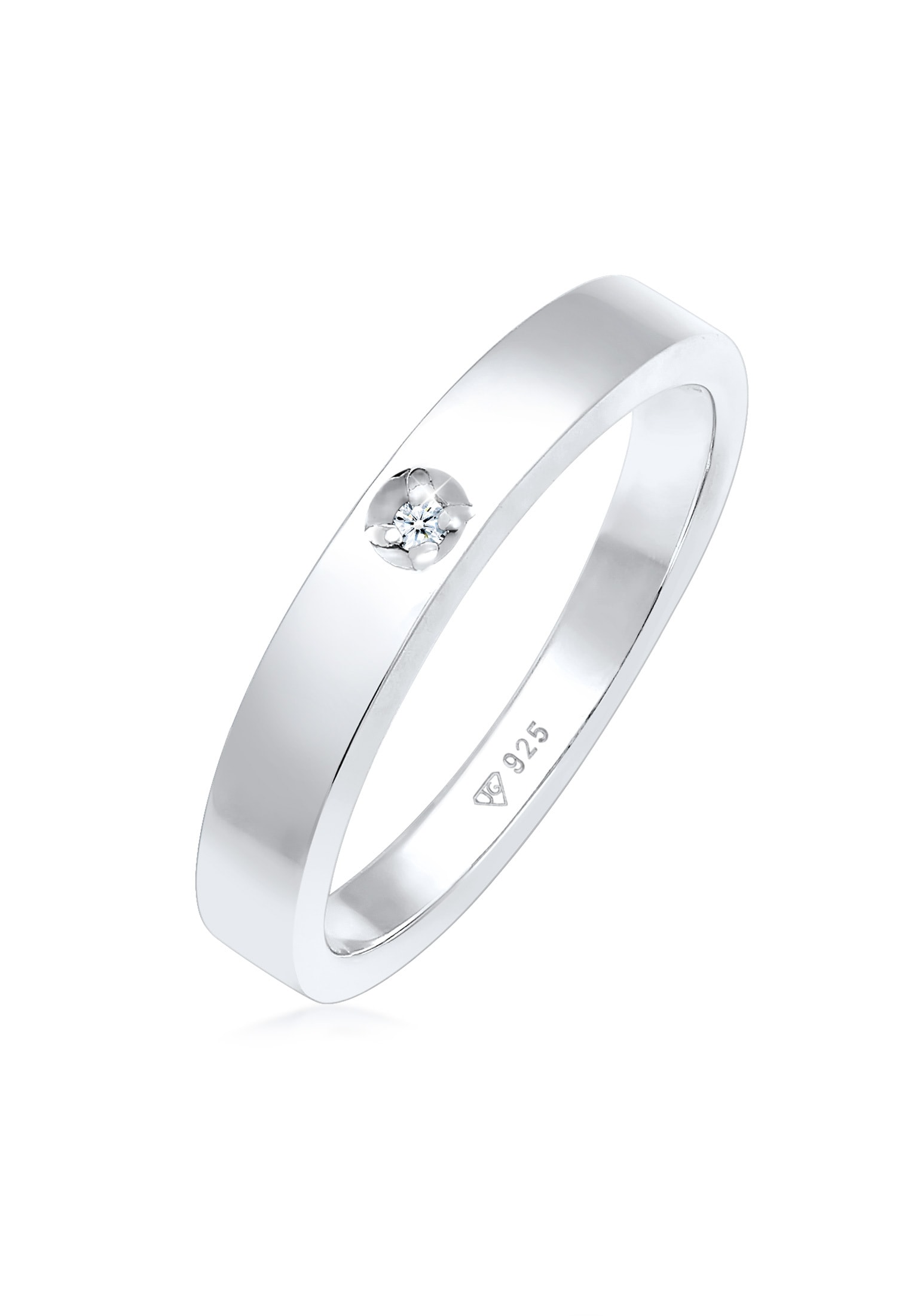 ELLI DIAMONDS Damen Verlobungsring "Ring Diamant Weiß Brillantschliff (0.015 ct) 925 Sterling Silber", 56, Silber 925 (Sterlingsilber), weiß, Silber