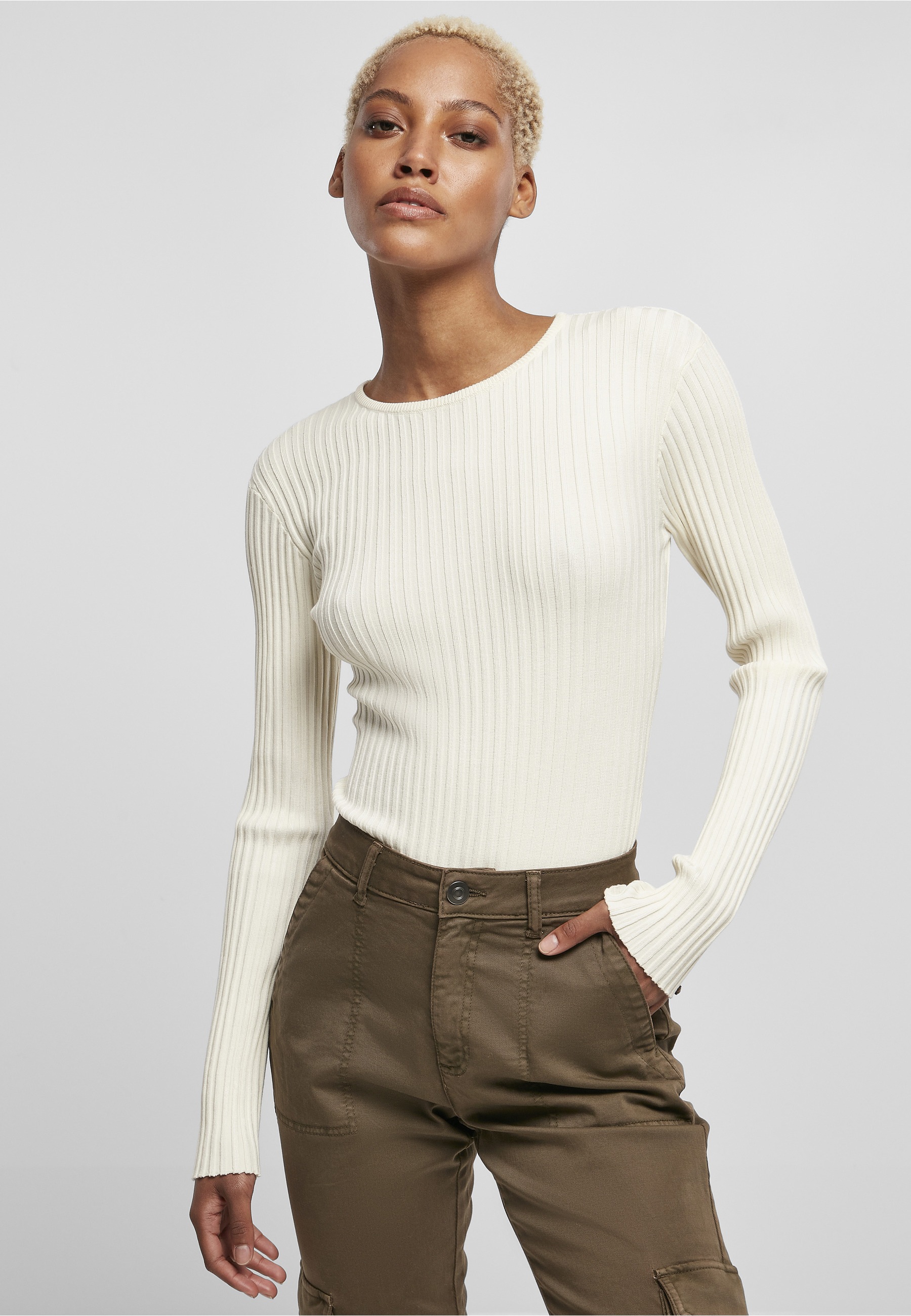 URBAN CLASSICS Langarmshirt »Urban Classics Damen Ladies Rib Knit Longsleeve Body« 1 Stk.
