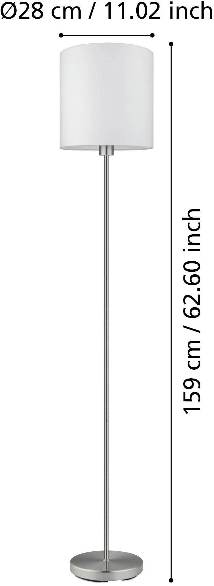 EGLO Stehlampe »PASTERI Stehlampe - Stoff - Stahl - E27 - 1X60W - IP20« E27 1 Stk. Standleuchte, Wohnzimmer, Esszimmer, Schalfzimmer, H157,5 x Ø28 cm