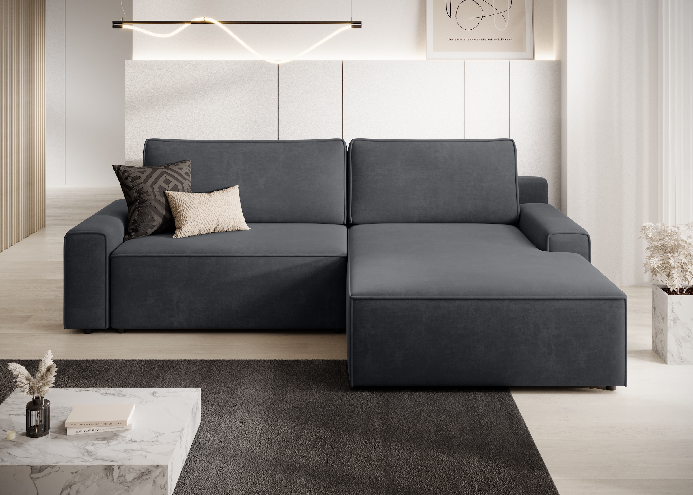 TRENDMANUFAKTUR Ecksofa »Challenge, Schlafsofa mit Bettkasten, Couch in L-Form, Breite 245 cm«, Recamiere beidseitig montierbar, auch in trendigem Cordstoff