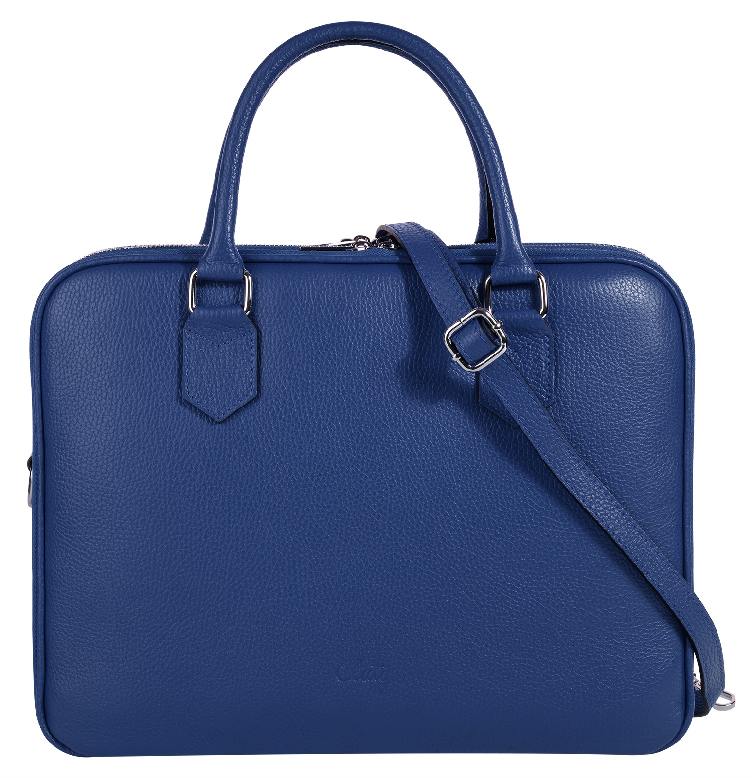 CLUTY Damen Aktentasche "CLUTY Damen Aktentasche echt Leder, Made in Italy", blau, Leder, leicht glänzend, unifarben, Taschen, echt Leder, Made in