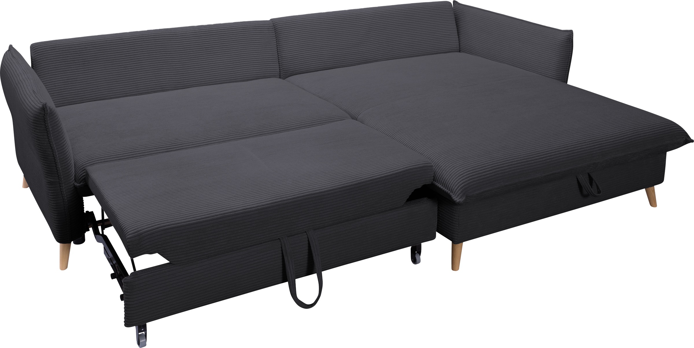 exxpo - sofa fashion Ecksofa »WALPY, elegant und modern, hoher Sitzkomfort, schmale Armlehnen«, L-Form, wahlweise mit Bettfunktion und Bettkasten, in Cord