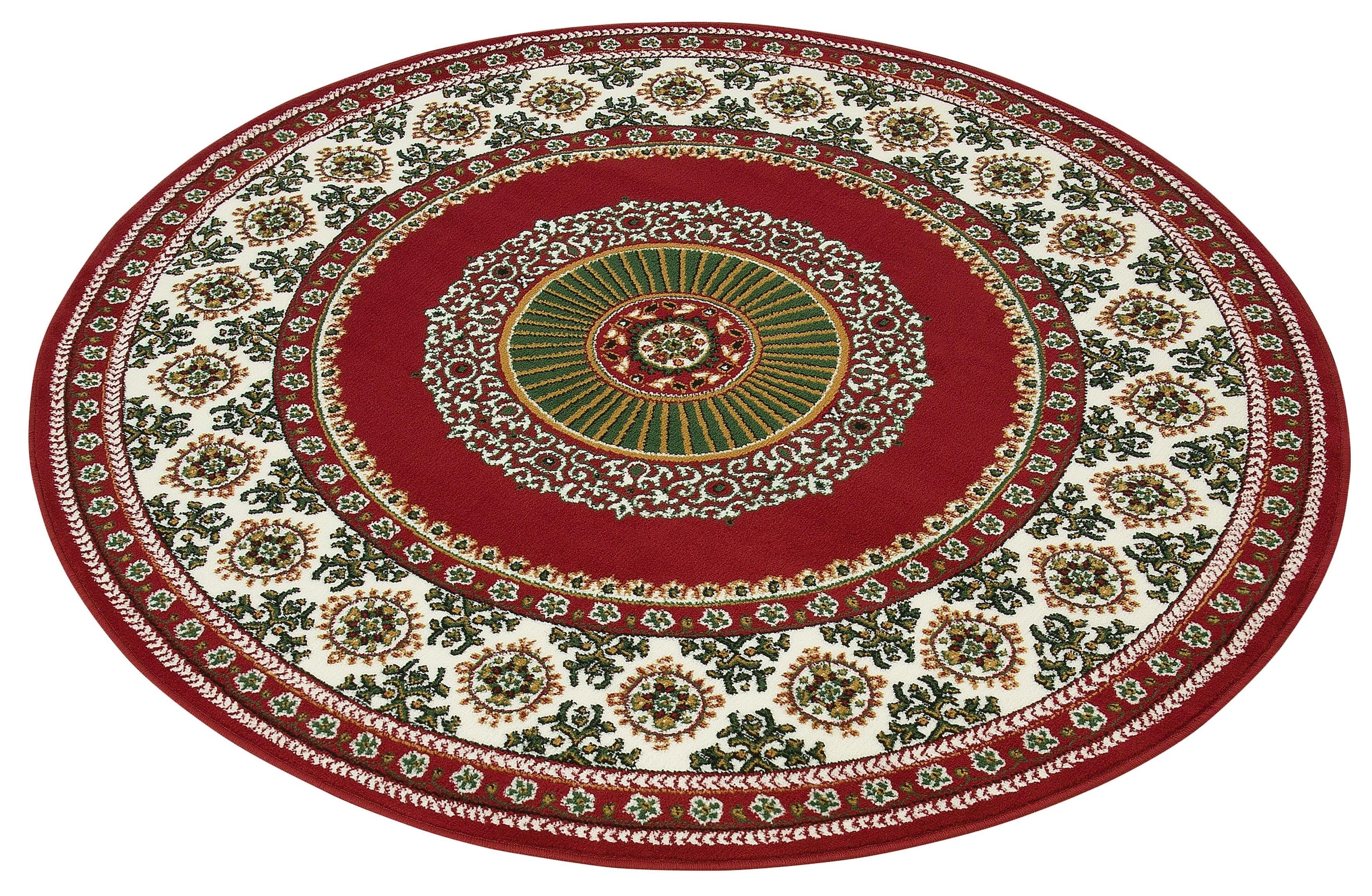 my home Teppich »Shari, Made in Belgium«, rund, 7 mm Höhe, Orient-Dekor, mit Bordüre, Kurzflor, weich, pflegeleicht, elegant