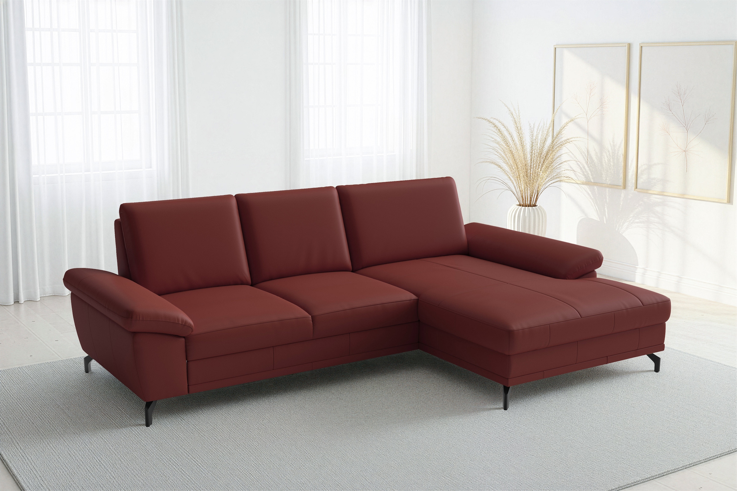 sit&more Ecksofa "Chelsea L-Form, B: 264 cm, Leder, inkl. Sitztiefen-&Armteilverstellung" optional mit Schlaffunktion und Bettkasten