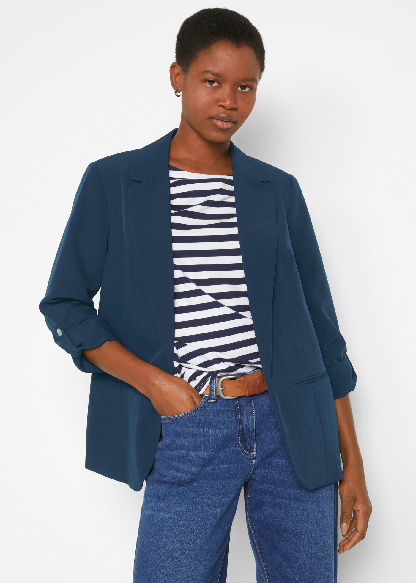 bonprix Jackenblazer "Blazer" mit klassischem Reverskragen, mit Stretch-Mat günstig online kaufen