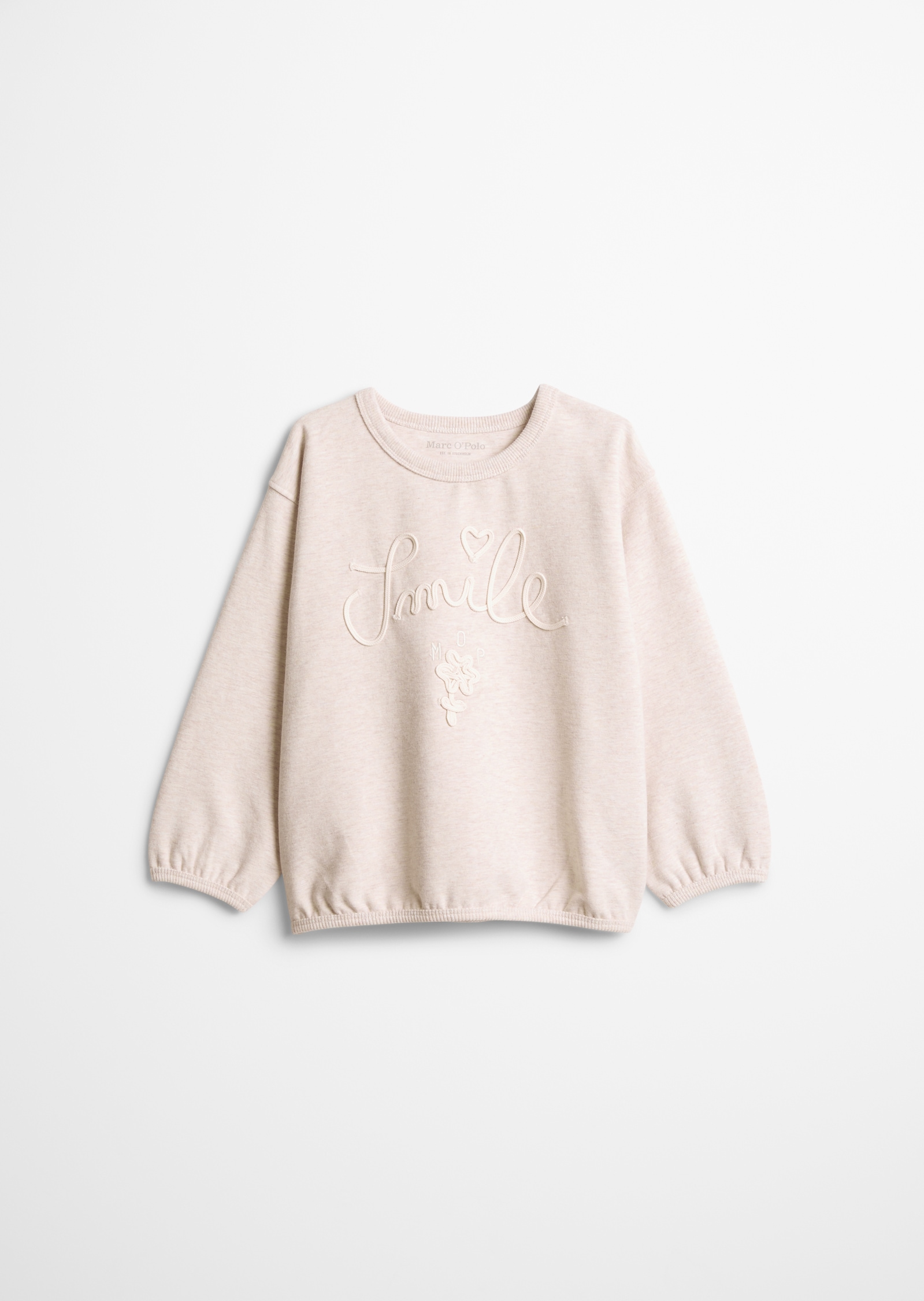 Marc OPolo Sweatshirt, Tonale „Smile“-Stickerei mit liebevollen Details, meliert
