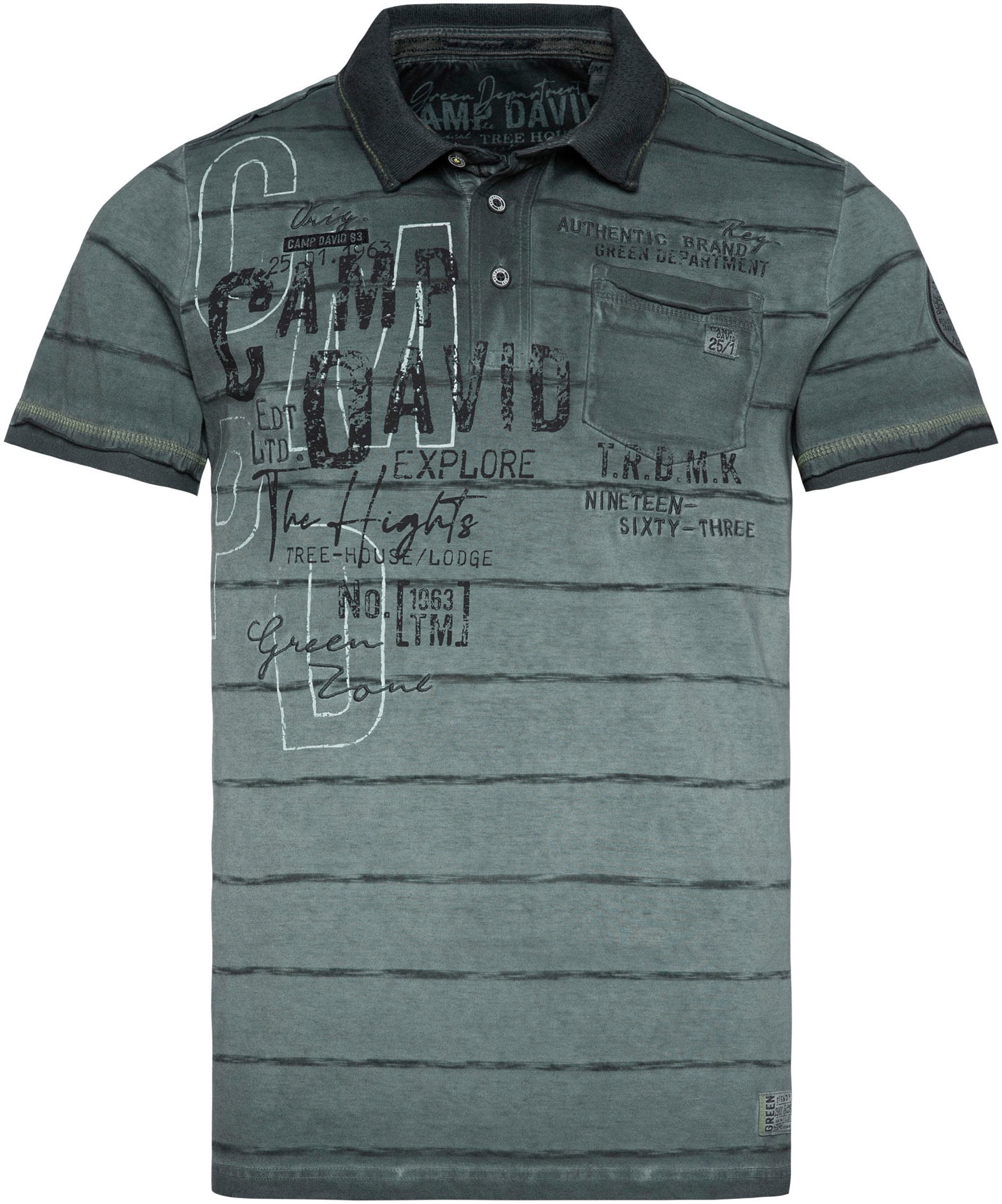 CAMP DAVID Poloshirt, mit offenen Kanten auf den Schultern ▷ bestellen |  BAUR