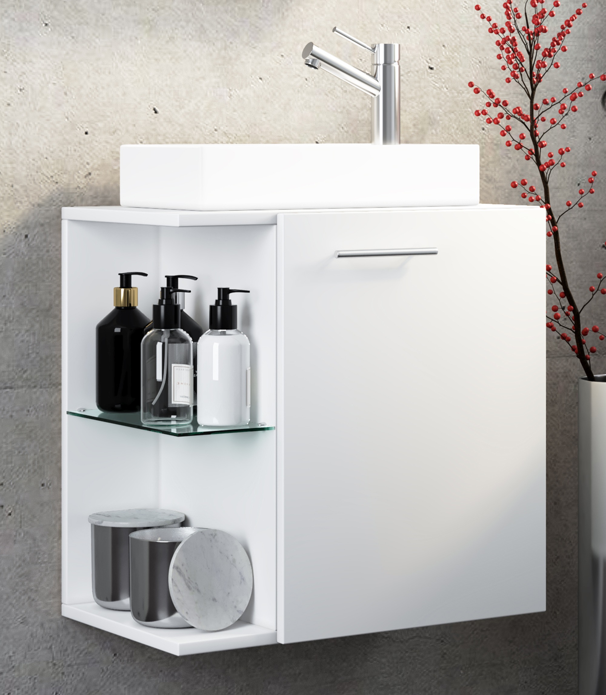 VCM Waschbeckenunterschrank »VCM 2-tlg Set | Waschplatz für Gäste WC | Gästebad | Waschtisch | Badezimmer Set ¿ Hausa«, (2 St.)