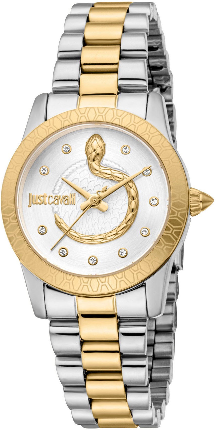 Just Cavalli Time Quarzuhr »Snake«, (Set, 2 tlg., mit passendem Schmuckarmband), Armbanduhr, Damenuhr, Edelstahlarmband, Ideal auch als Geschenk