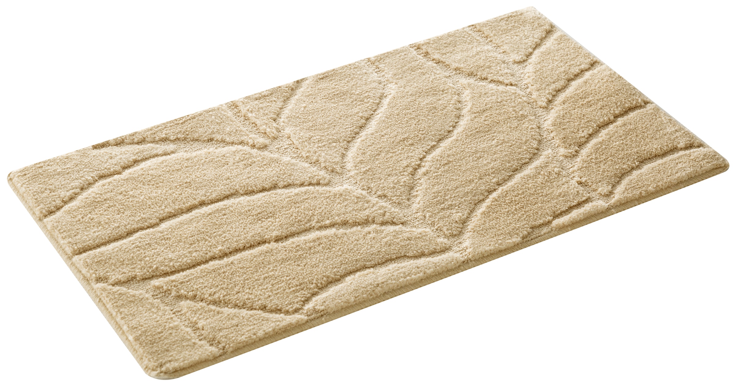my home Badematte »Epense, Badvorleger, Badezimmer Teppich, Duschvorleger«, rutschhemmend beschichtet, fußbodenheizungsgeeignet-schnell trocknend, Badteppich, Uni Farben, Blätter, Blattstruktur, Hoch-Tief Effekt