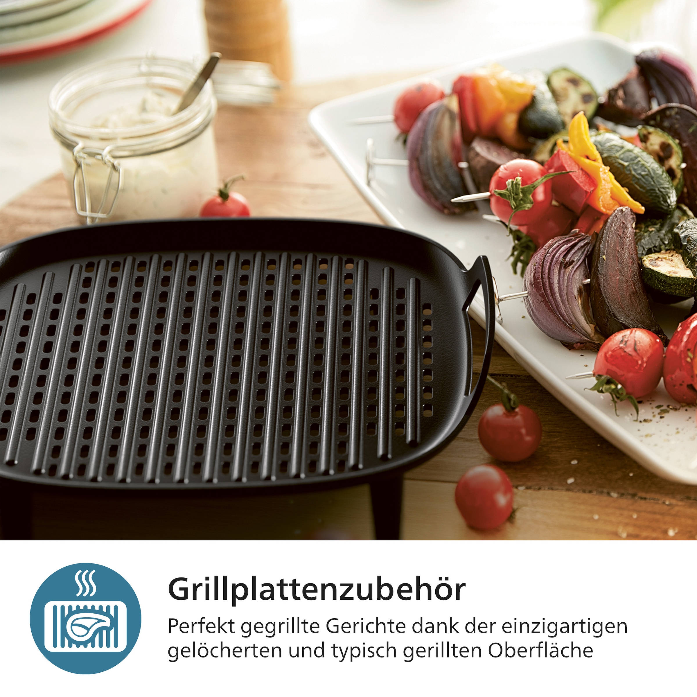 Philips Grillpfanneneinsatz »HD9926/00 für Airfryer L (3.2-4.2L) & Dual Basket«, (Set, 5 St.), inkl. 4 Spieße, spülmaschinenfest