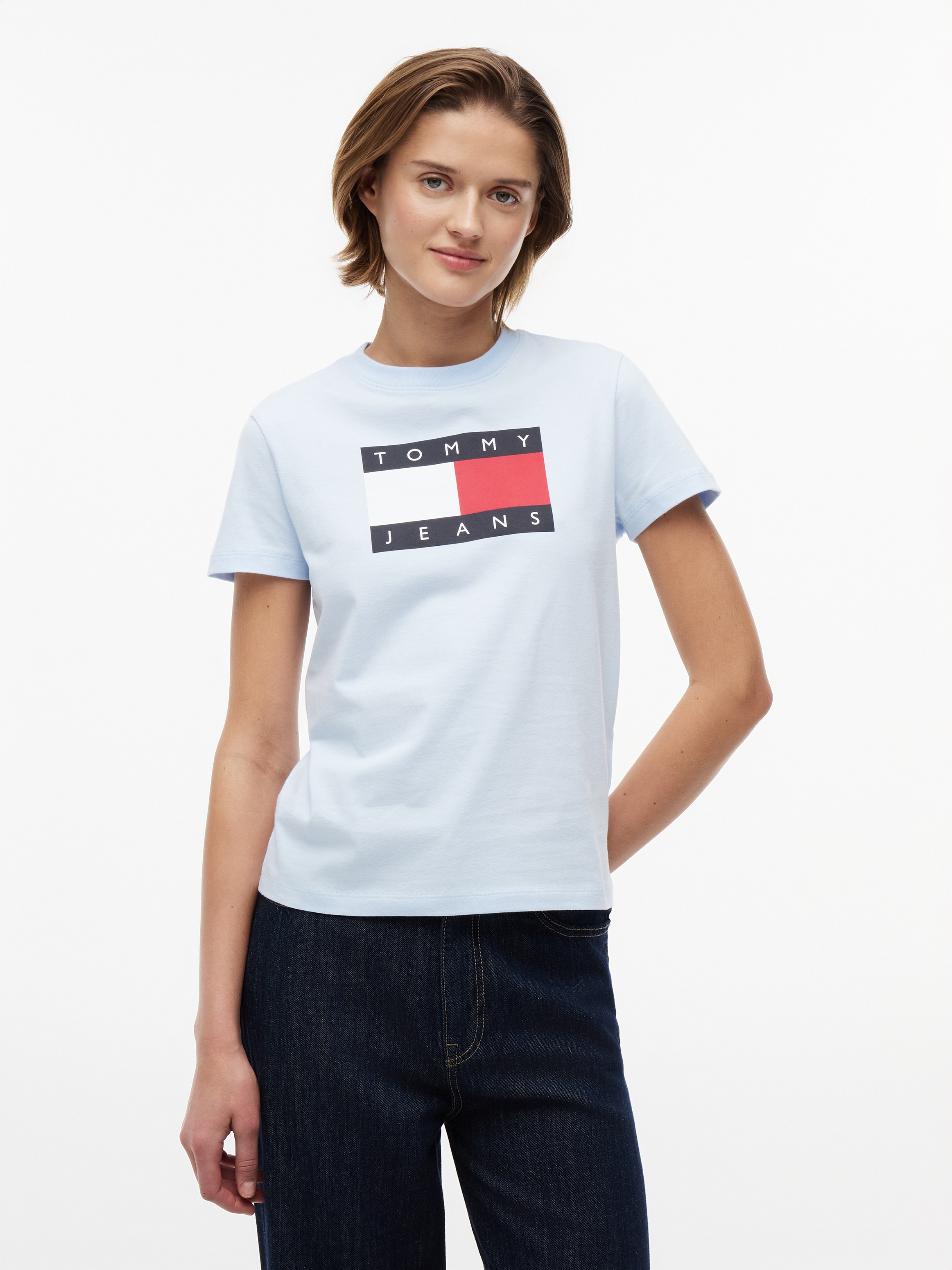 Tommy Jeans Kurzarmshirt "TJW REG TJ FLAG SS TEE" Baumwolle, Logodruck, regular fit