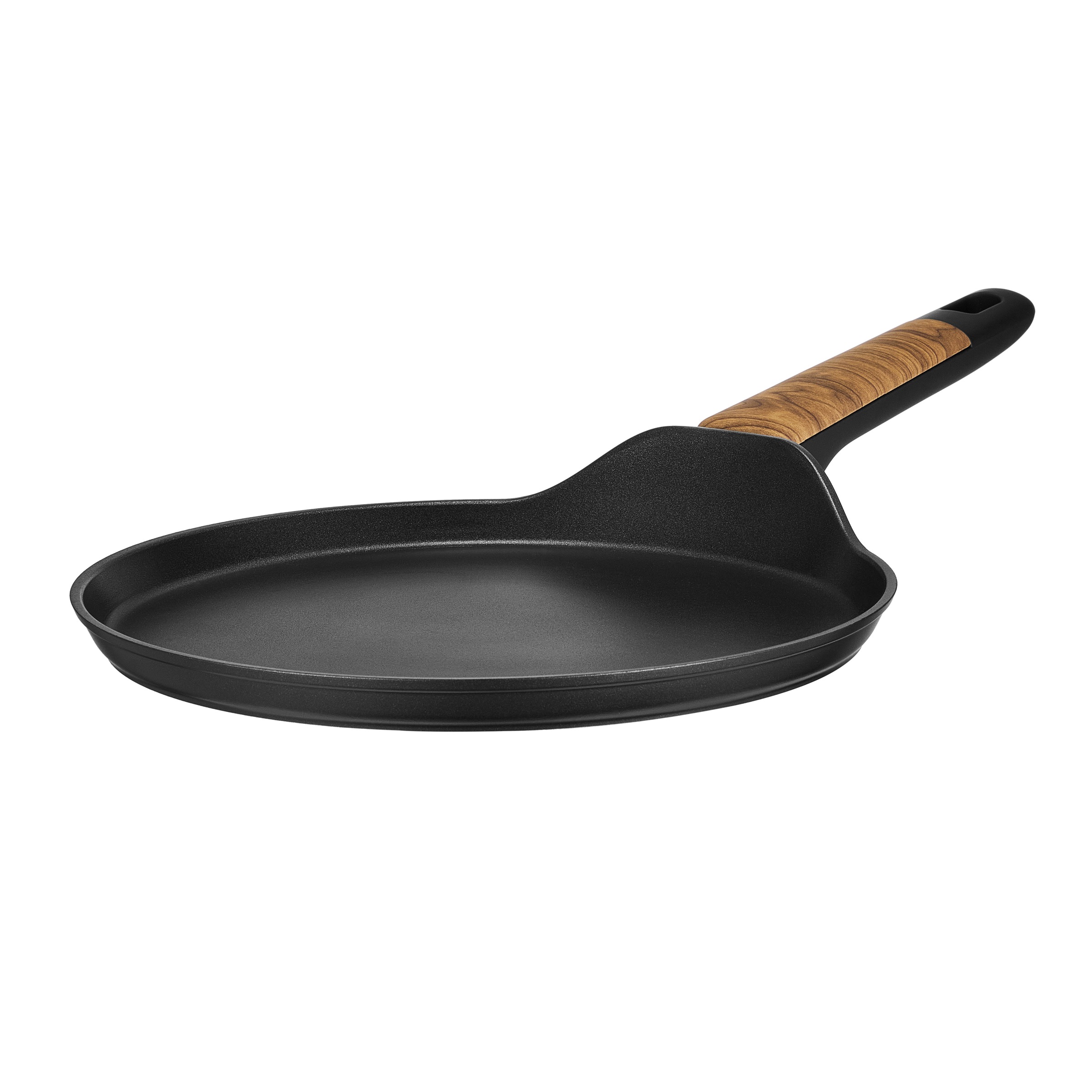 RESTO Kitchenware Crêpepfanne "MON Pfannkuchenpfanne Ø 24 cm mit Soft-Touch-Griff in Holzoptik" Aluminium 1 tlg. Induktion, für alle Herdarten geeignet