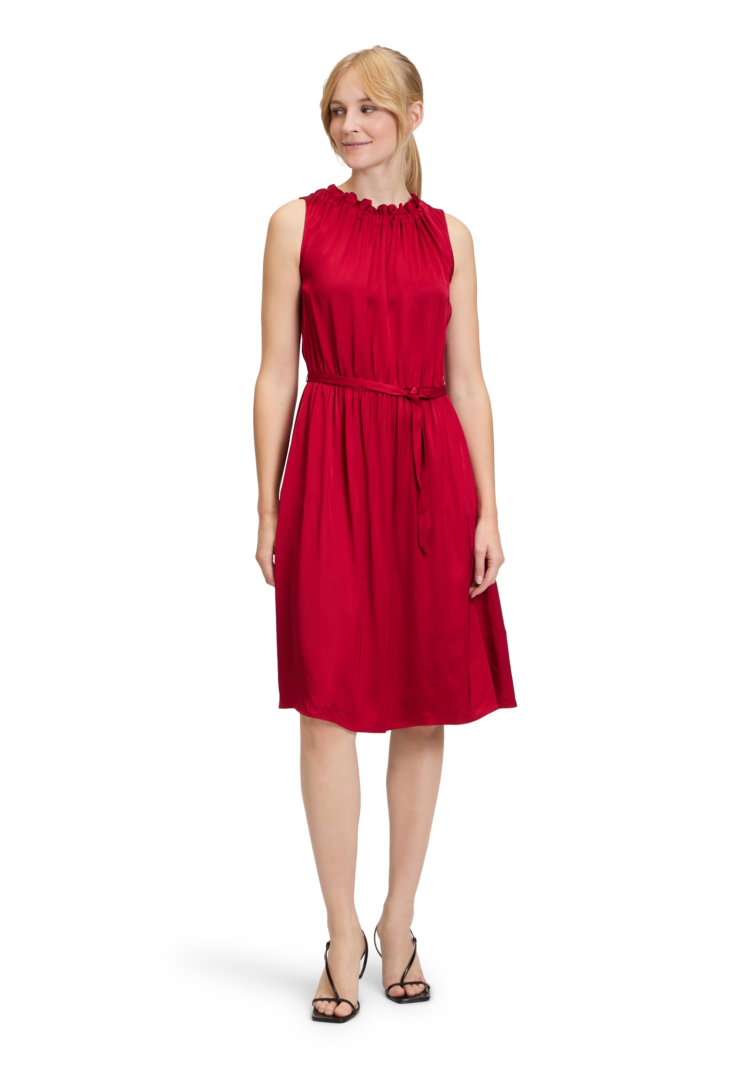 Betty&Co Sommerkleid "Damen mit Bindegürtel" Nahttasche Raffung günstig online kaufen