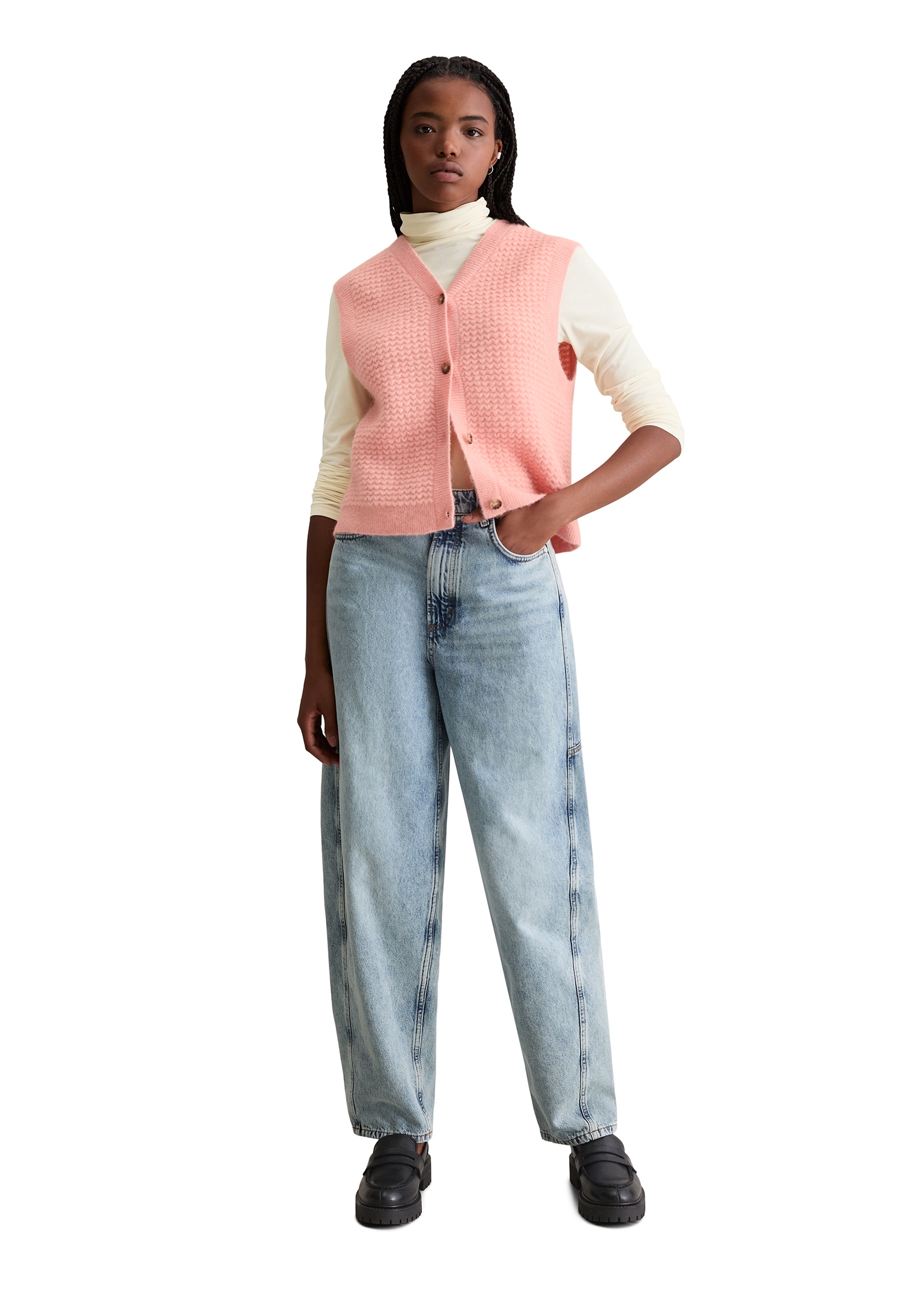 Marc O'Polo DENIM Pullunder mit Knöpfen, regular fit, aus Wolle-Mix, moderne Zickzack-Struktur