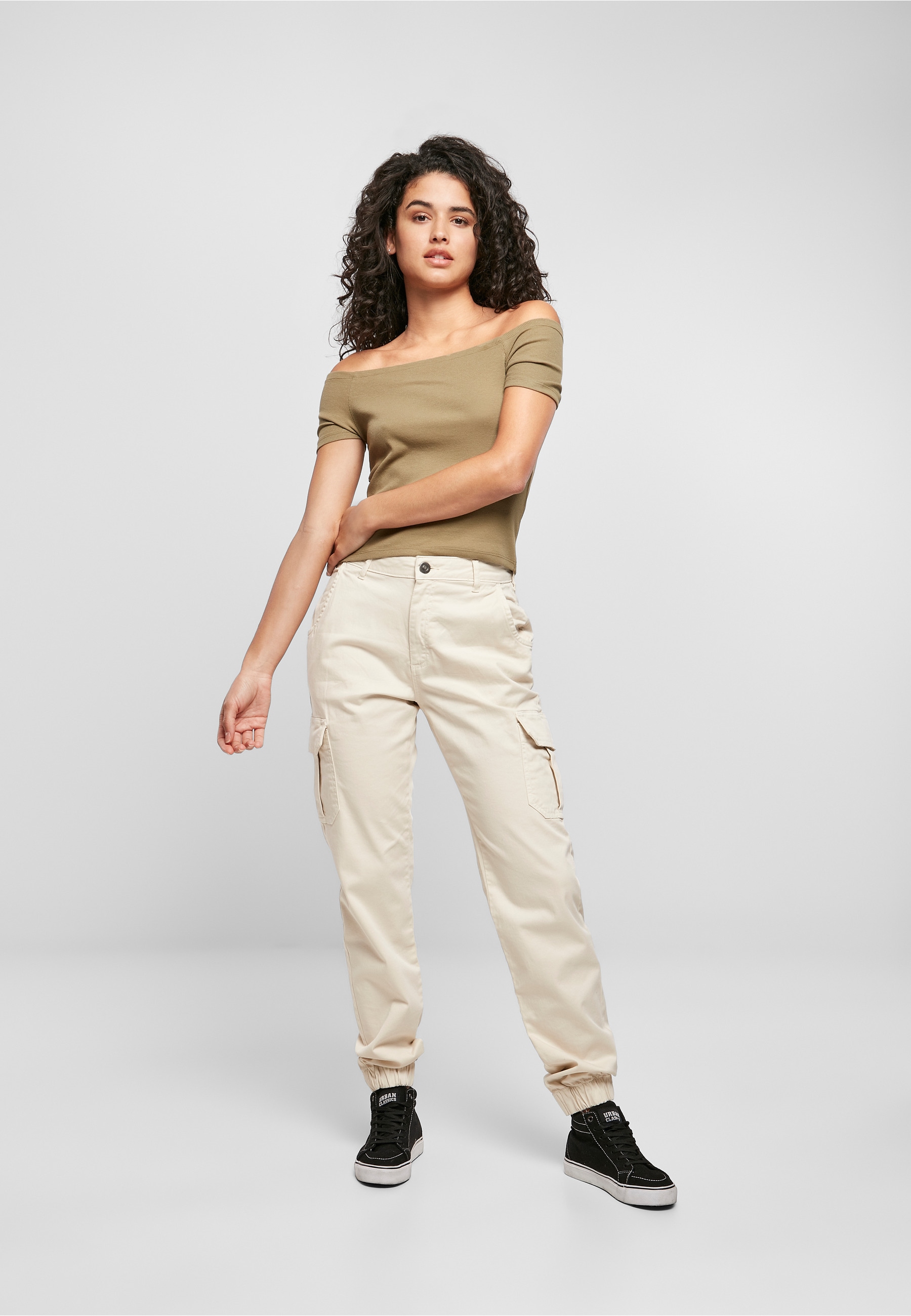 URBAN CLASSICS Cargohose »Urban Classics Damen Ladies High Waist Cargo Pants«