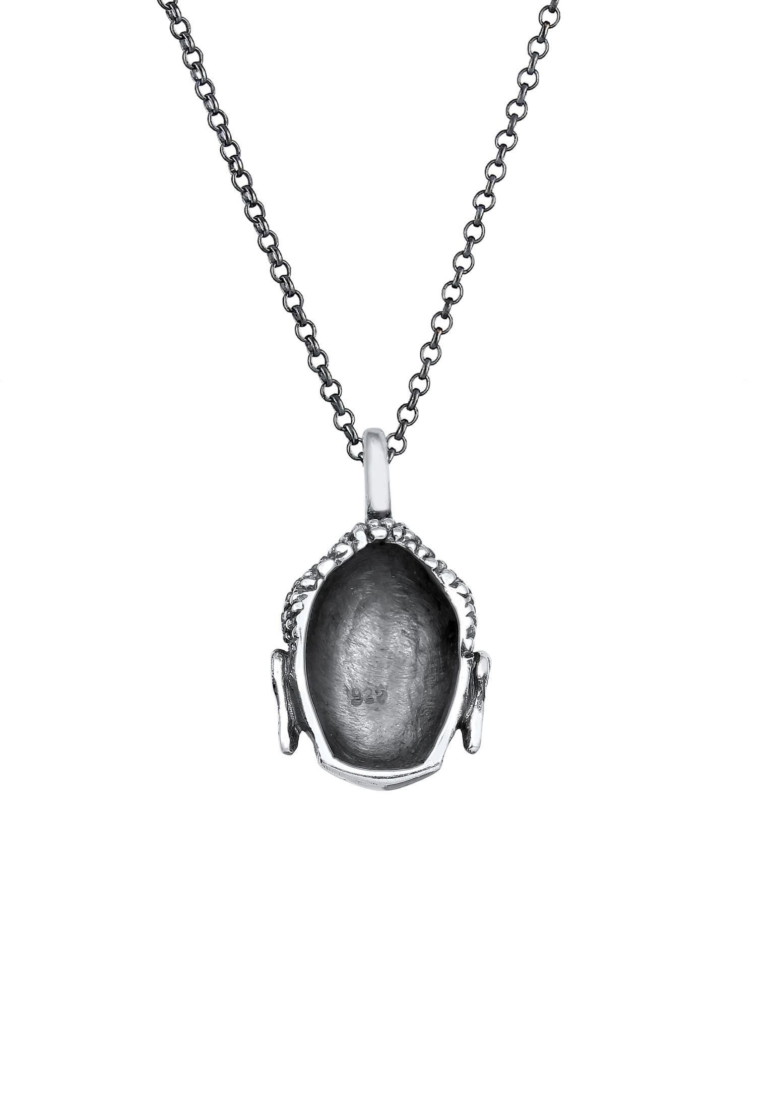 Kuzzoi Lange Kette »Herren Anhänger Buddha Kopf Oxidiert 925 Silber«