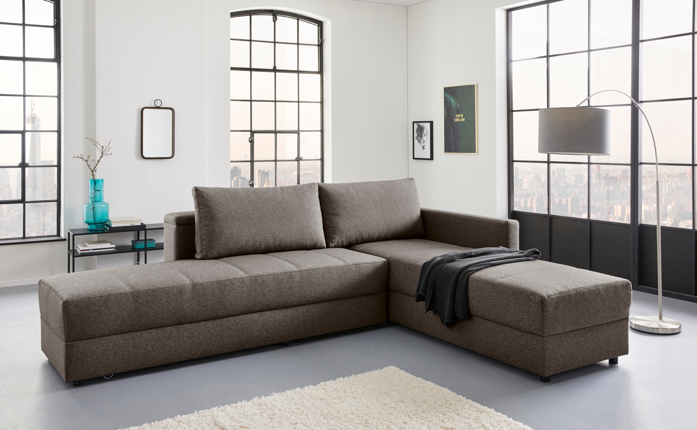 LOOKS by Wolfgang Joop Ecksofa »LooksIII L-Form«, durch Drehfunktion zum Bett wandelbar, inklusive Staufach