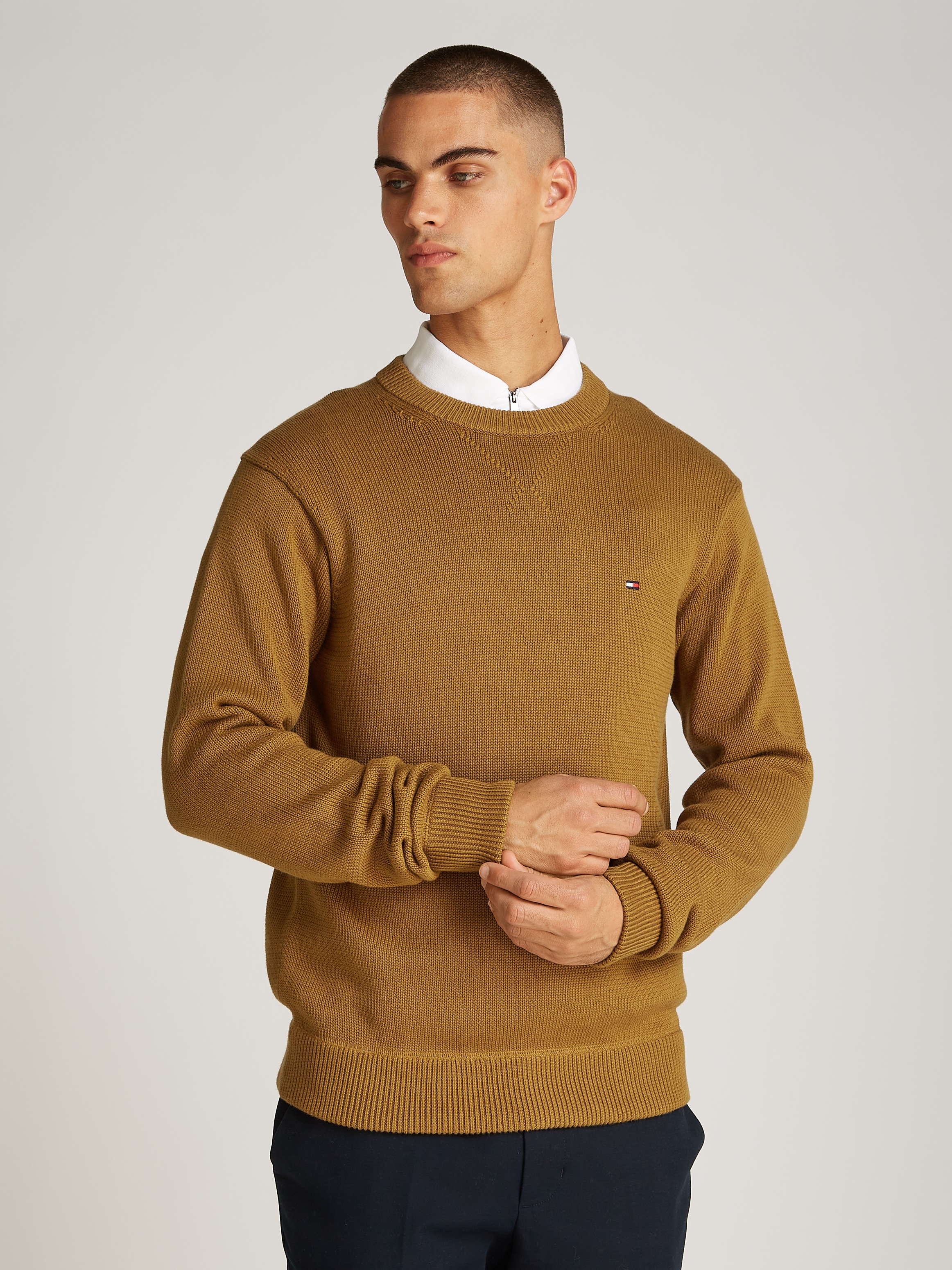 Tommy Hilfiger Strickpullover "CHUNKY COTTON C NECK", mit Logosrickerei günstig online kaufen