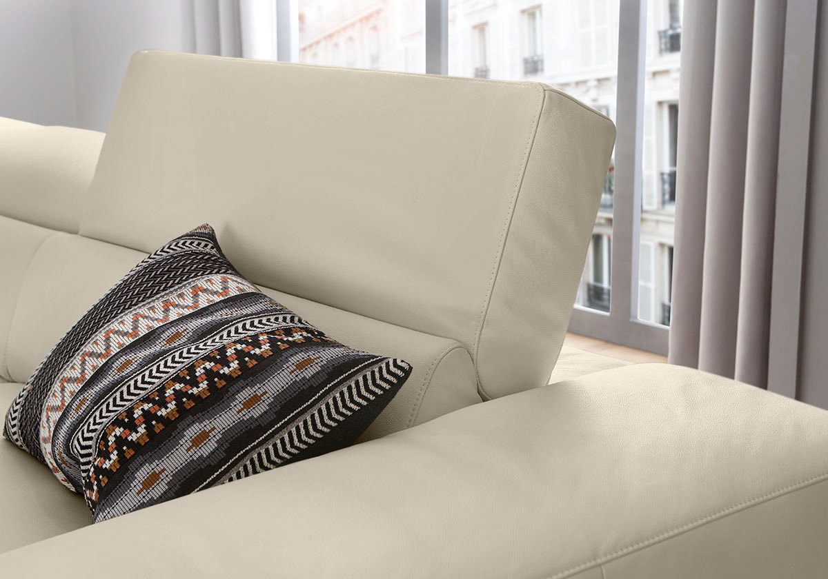 W.SCHILLIG Ecksofa »piedroo, Designsofa mit tollem Sitzkomfort, bequem und elegant, L-Form«, Kopfteilverstellung, wahlweise mit Sitztiefenverstellung, Breite 303cm