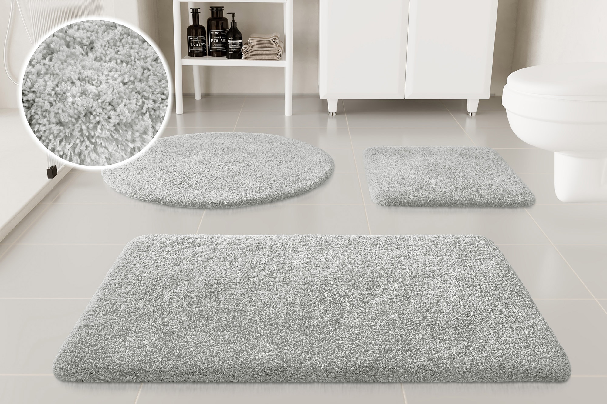 OTTO home Badematte "Kaarin, uni, viele Farben, Badvorleger, Badezimmer Teppich" Höhe 30 mm rutschhemmend beschichtet fußbodenheizungsgeeignet Badteppich, getuftet, flauschig, hochflor, große Farbauswahl