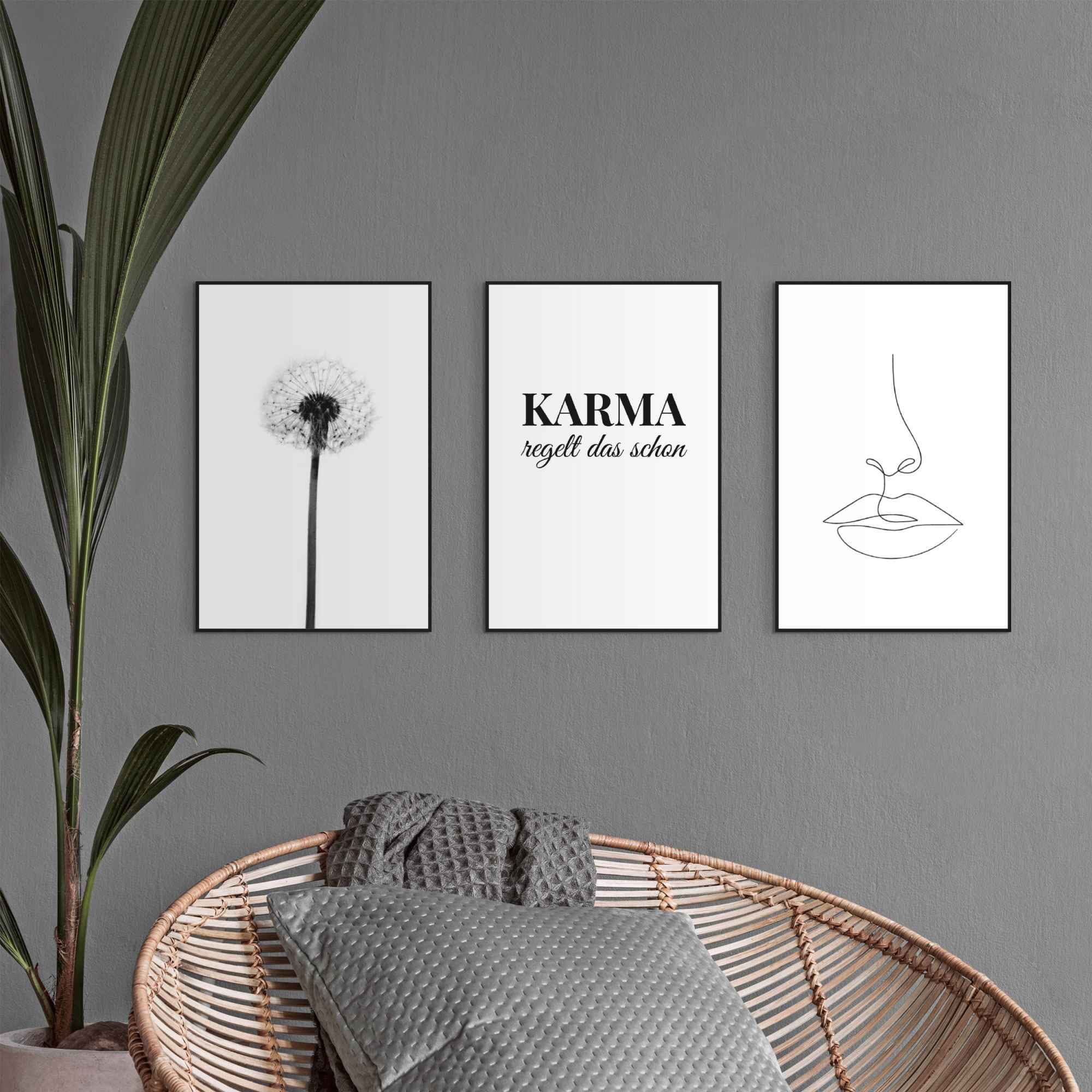 Reinders Wandbild "Wandbilder Set Modern Art Pusteblume - Linienzeichnung - günstig online kaufen