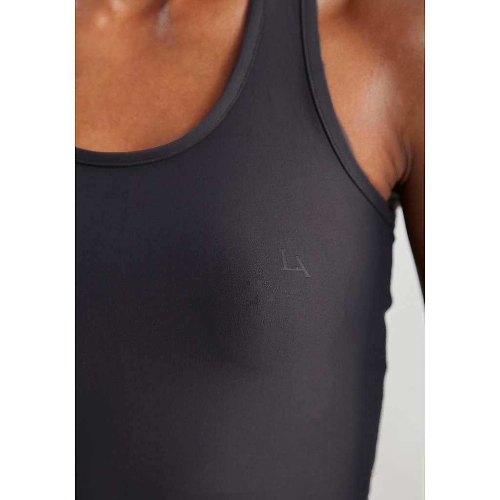 LASCANA ACTIVE Crop-Top »Sporttop«, mit Ringerrücken und Logodruck